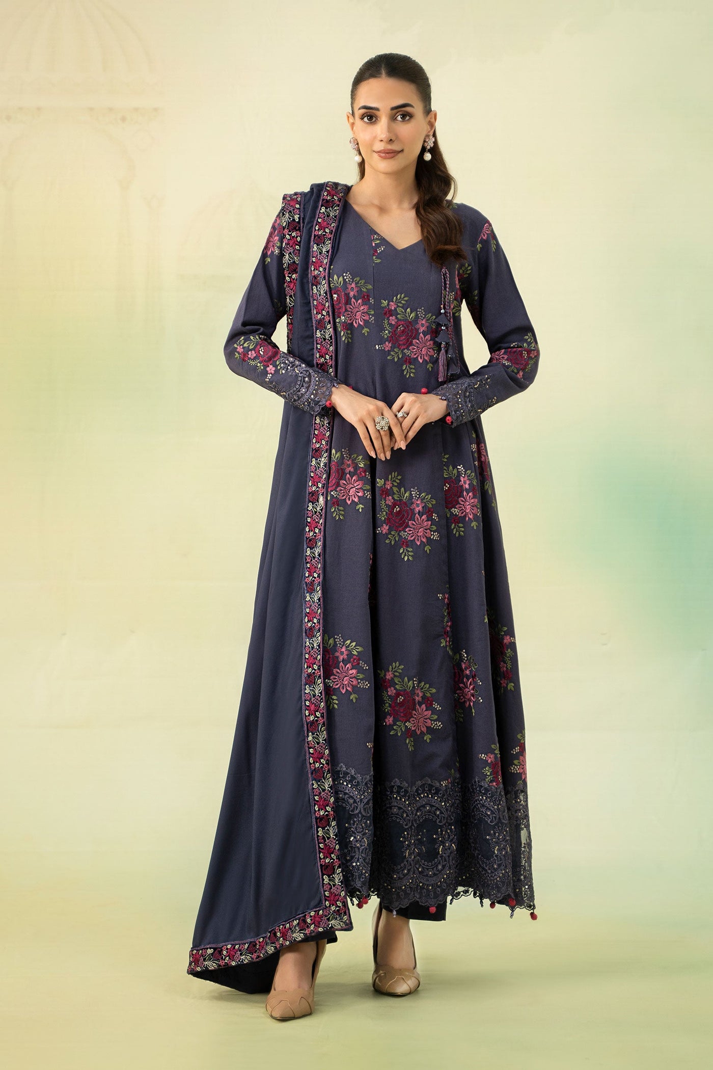 3 Piece Embroidered Khaddar Suit | DW-W24-33