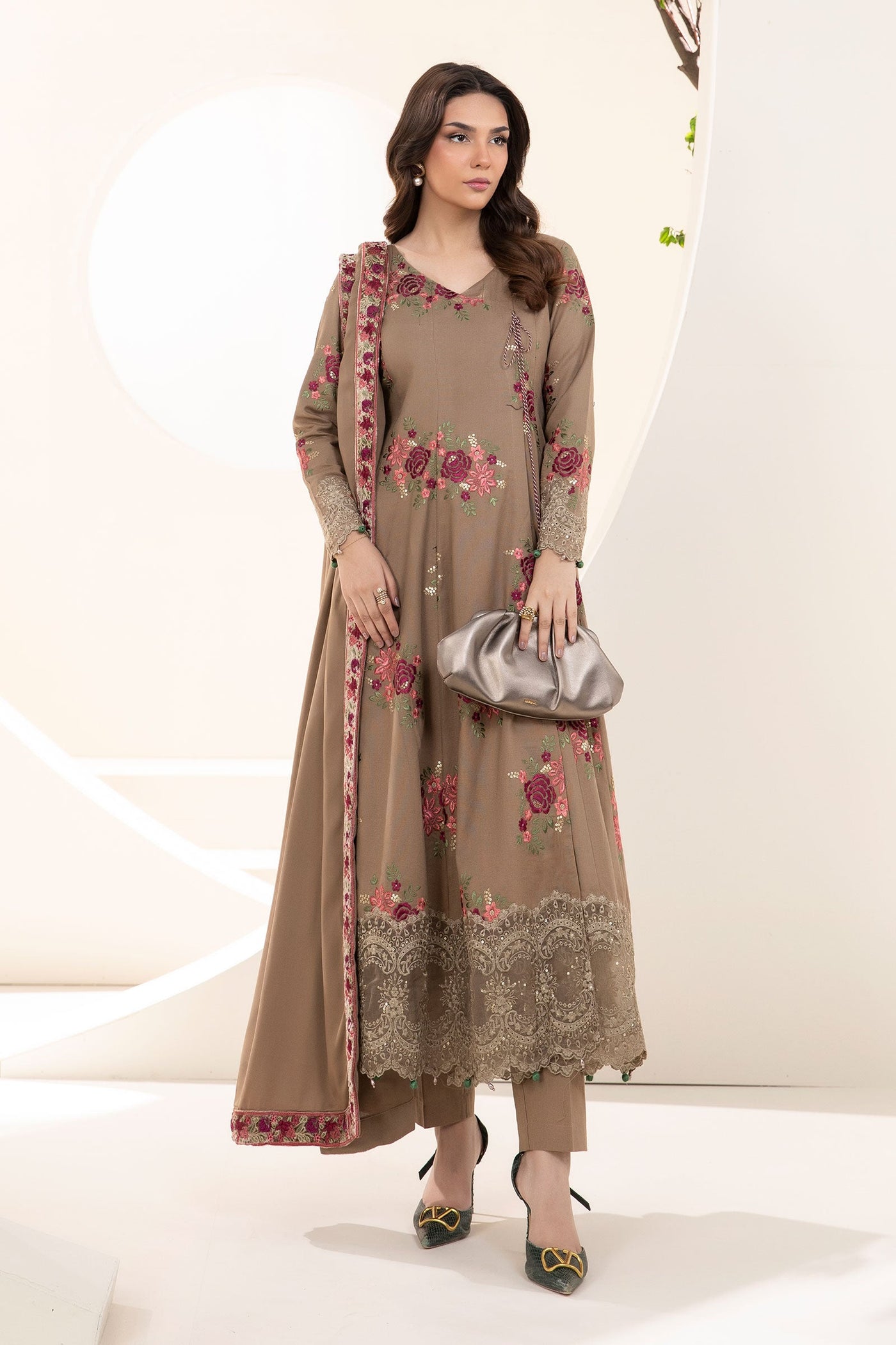 3 Piece Embroidered Khaddar Suit | DW-W24-33