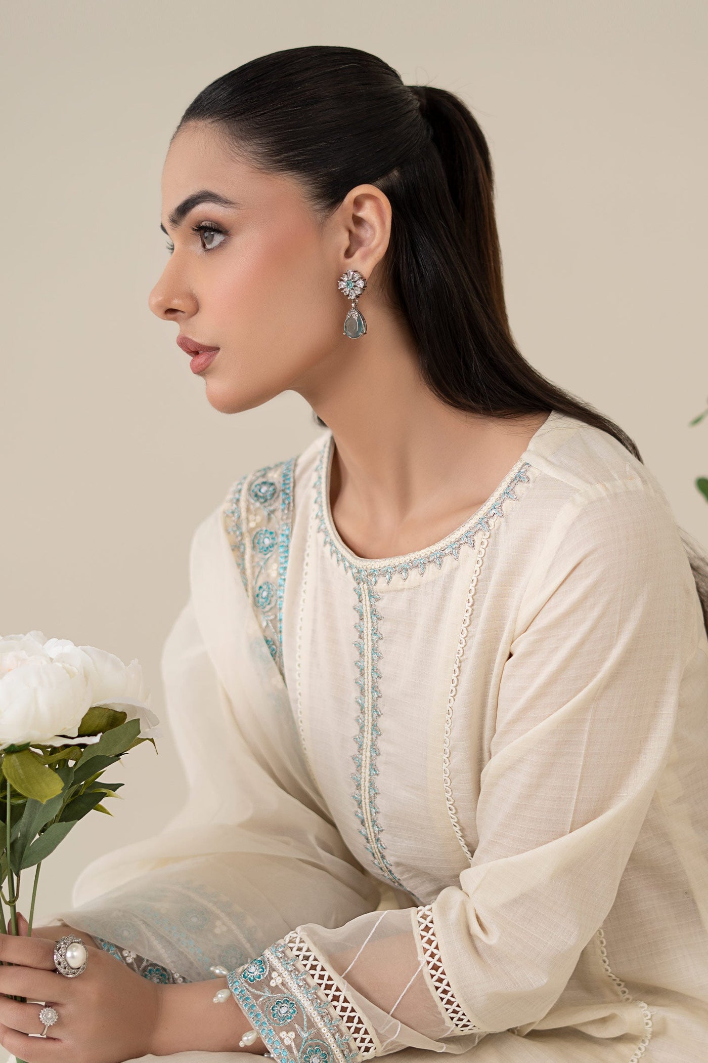 3 Piece Embroidered Dobby Suit |  DW-EA25-40