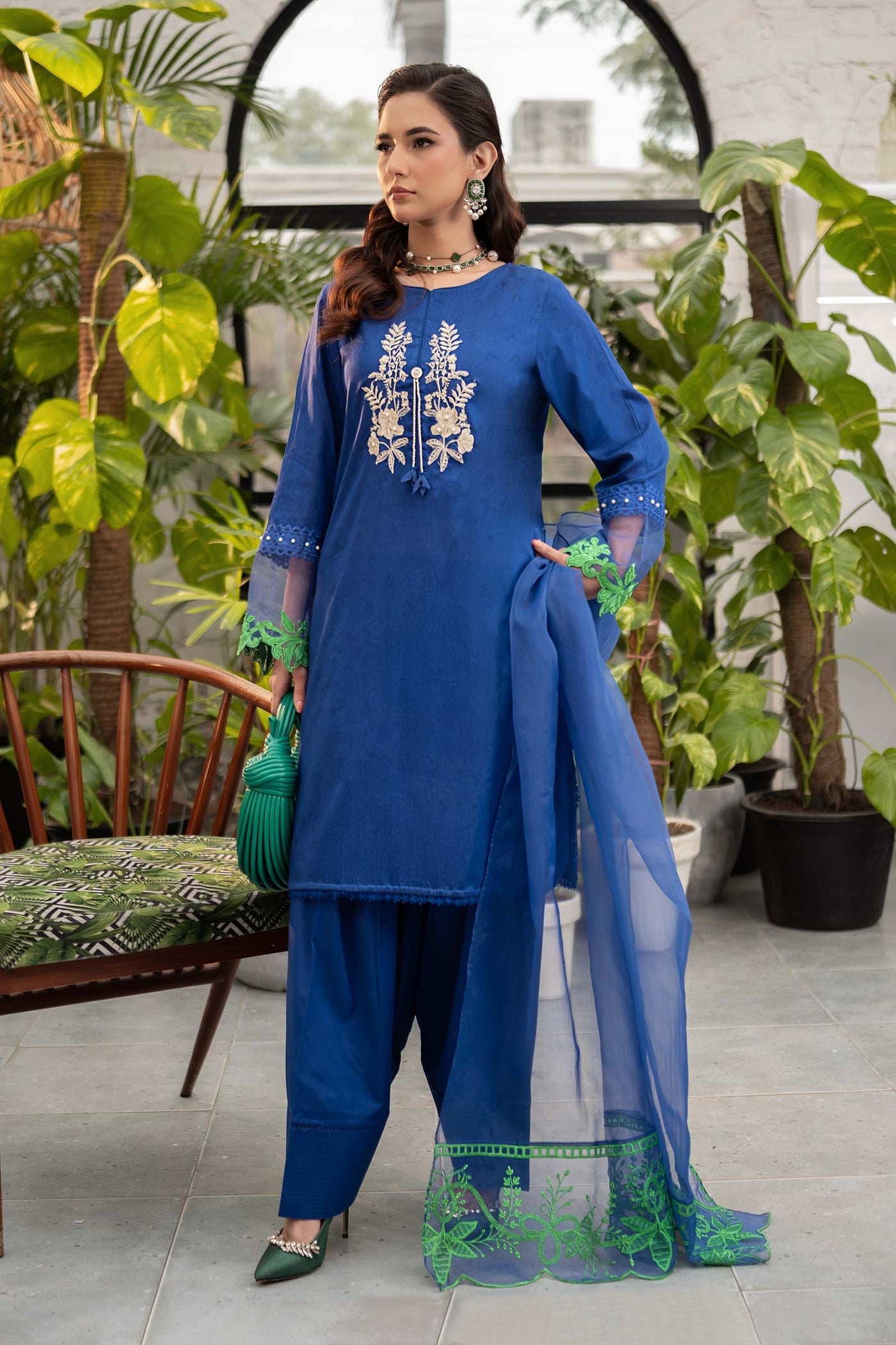 3 Piece Embroidered Self Jacquard Lawn Suit | DW-EF25-15