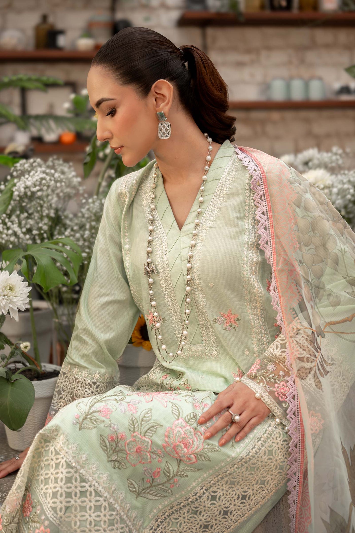 3 Piece Embroidered Dobby Lawn Suit | DW-EF25-151