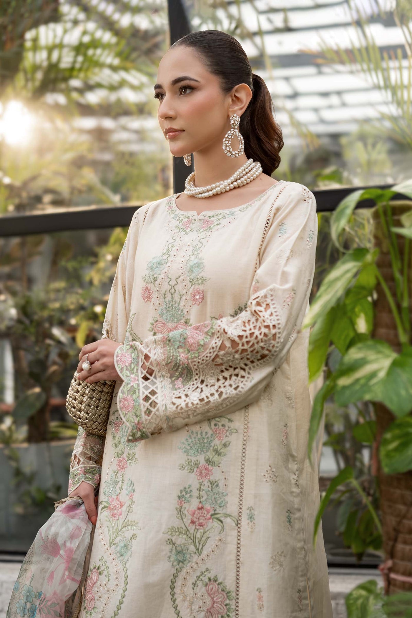 3 Piece Embroidered Self Jacquard Lawn Suit | DW-EF25-47