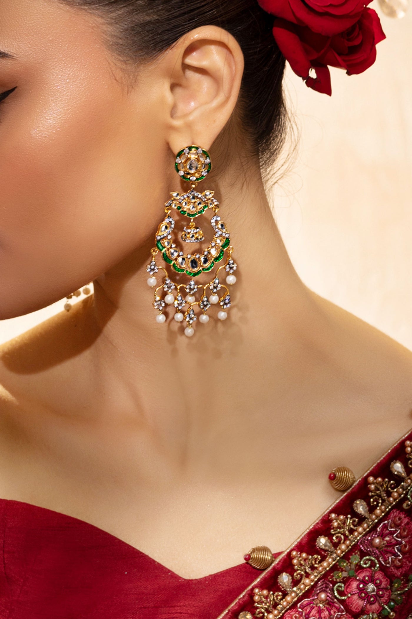 Kundan Chandbali Earrings | JER-EF25-01