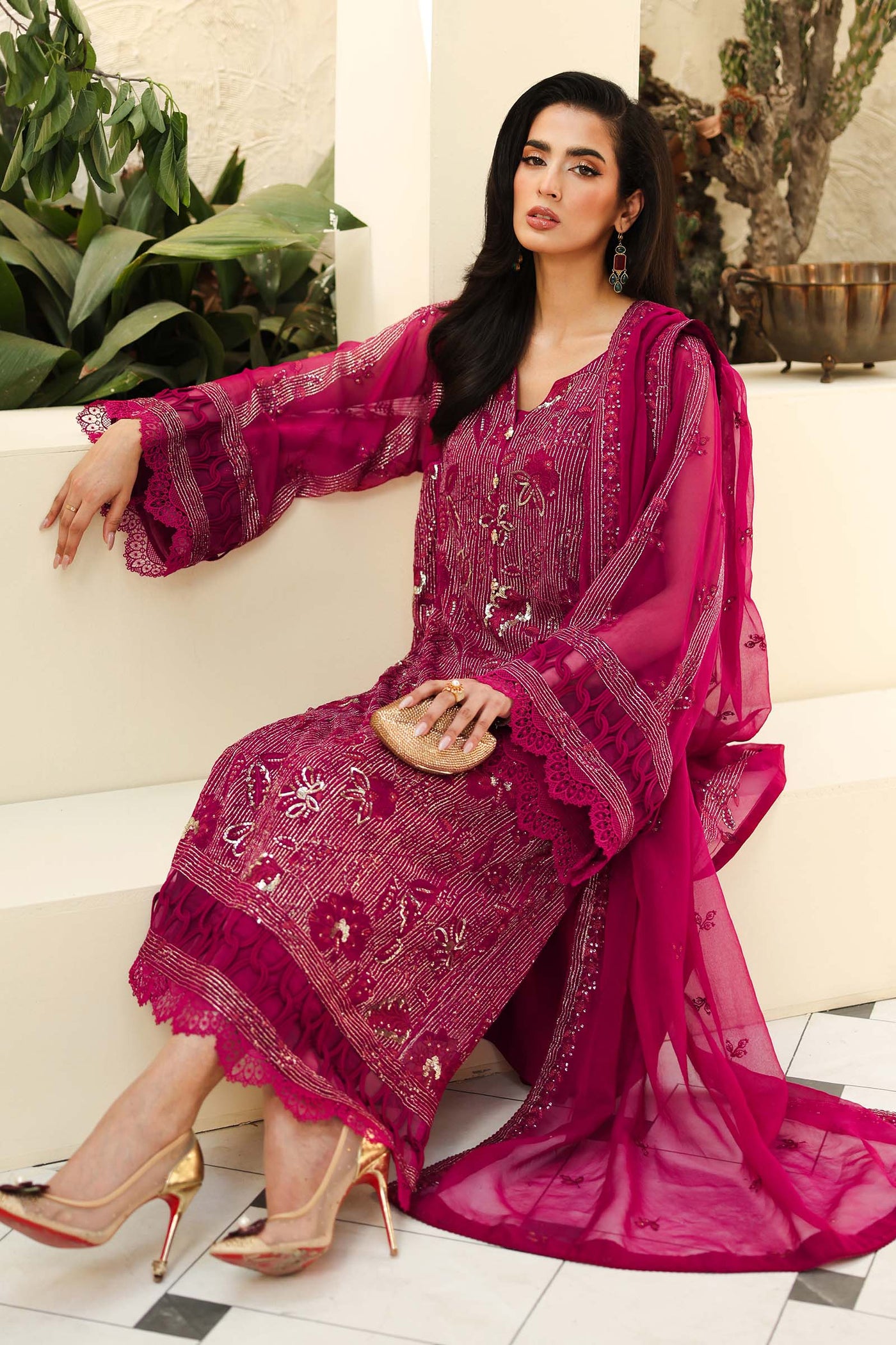 Embroidered Chiffon Fabric (3Pcs) | LF-821