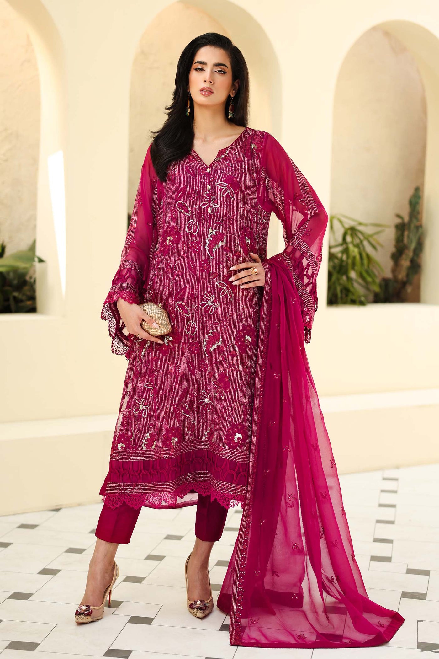 Embroidered Chiffon Fabric (3Pcs) | LF-821