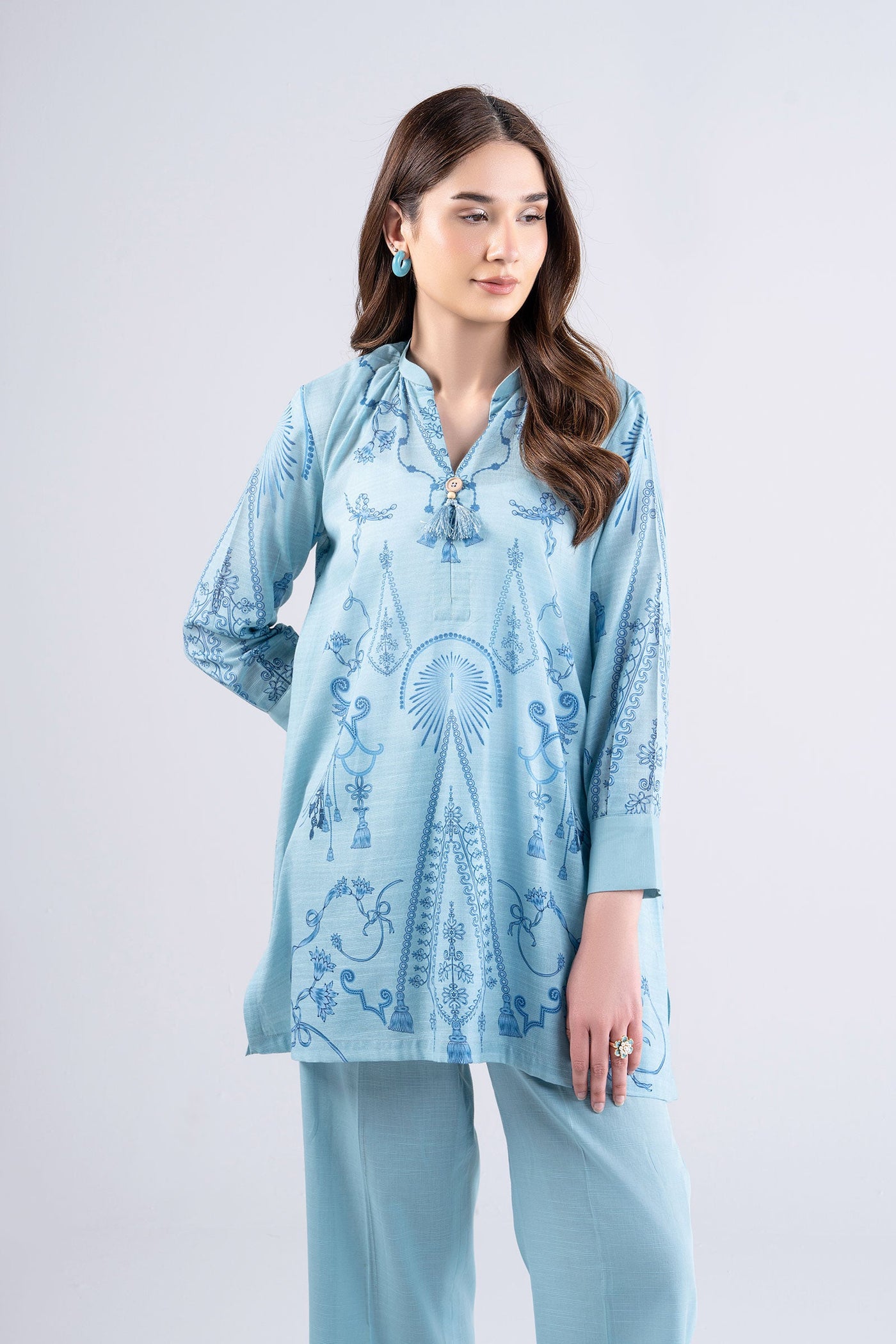 2 Pc Printed Slub Lawn Suit | MB-CS25-101