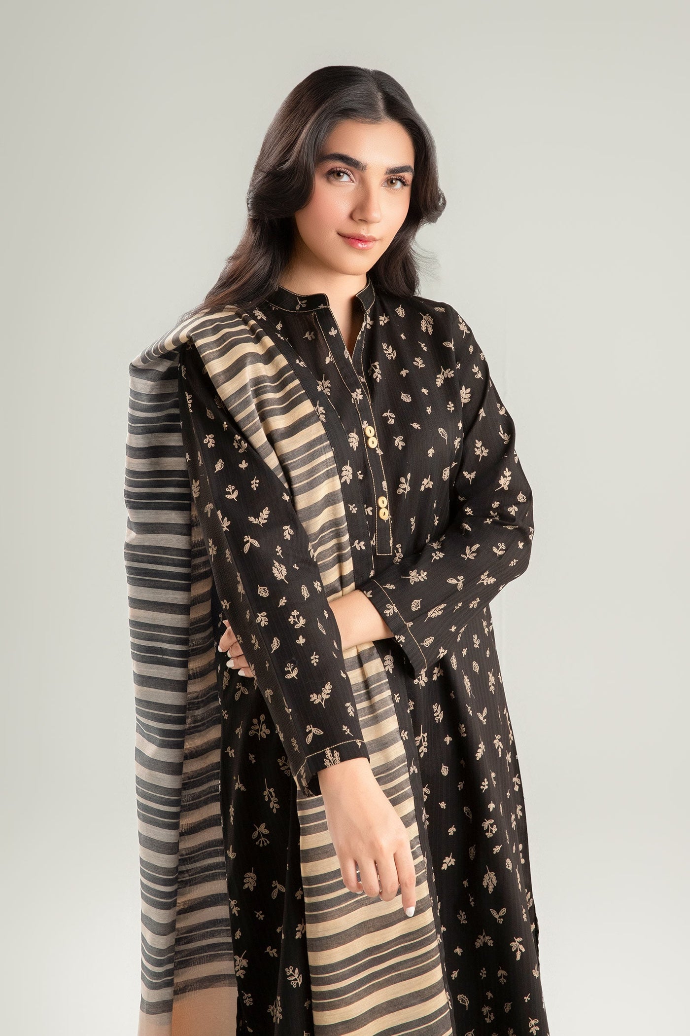 2 Pc Printed Textured Cotton Suit | MB-CS25-106