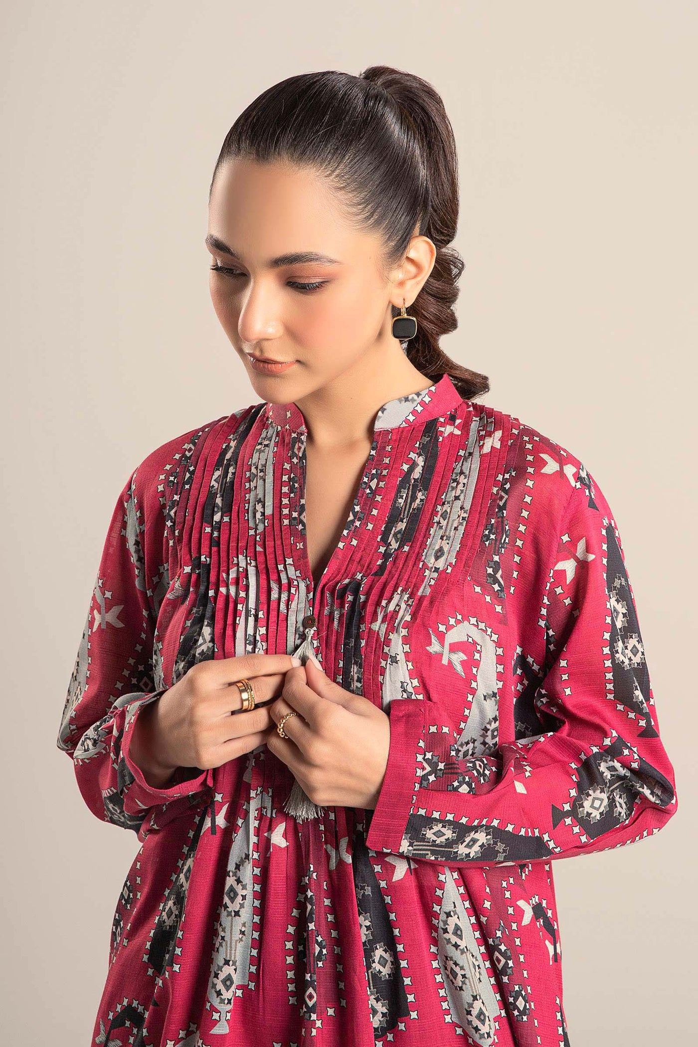 Printed Slub Lawn Shirt | MB-CS25-72