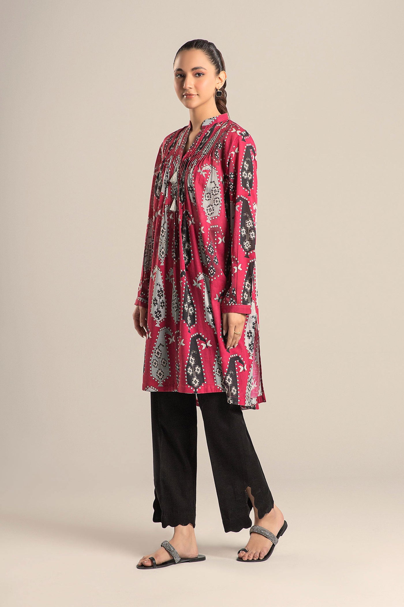 Printed Slub Lawn Shirt | MB-CS25-72