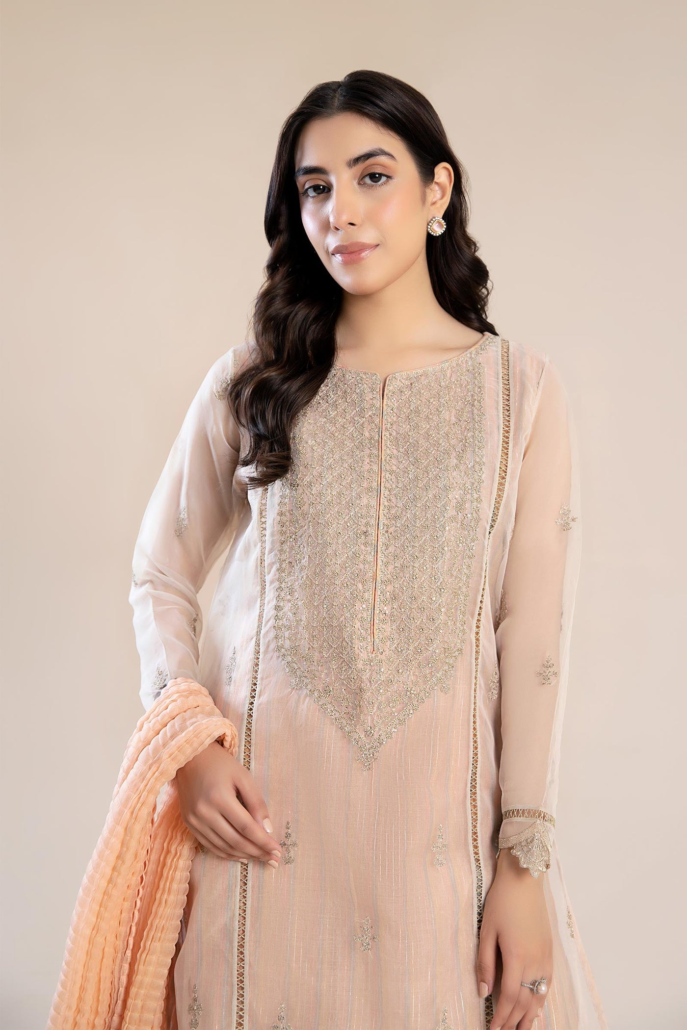 3 Pc Embroidered Organza Suit | MB-F24-611