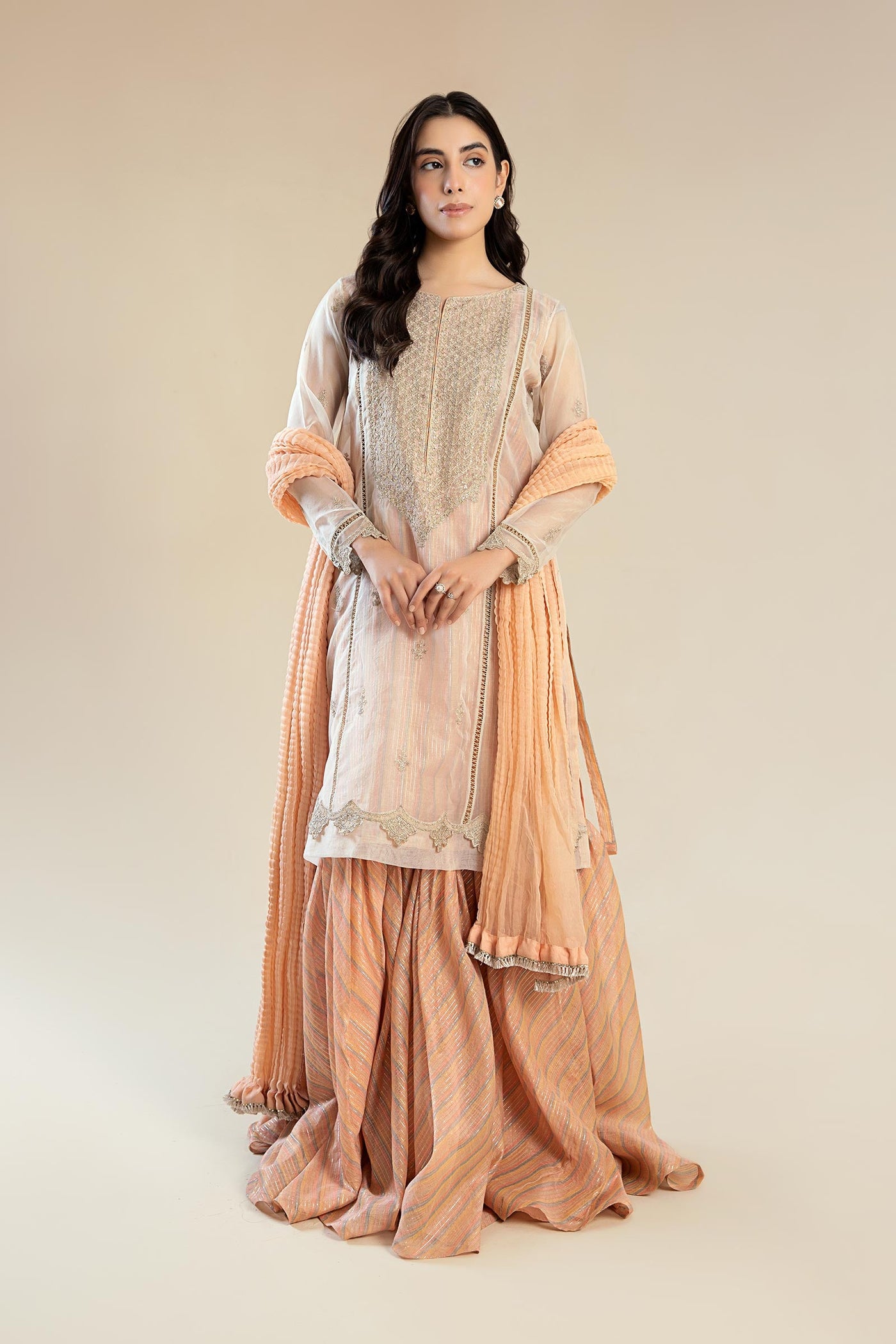 3 Pc Embroidered Organza Suit | MB-F24-611