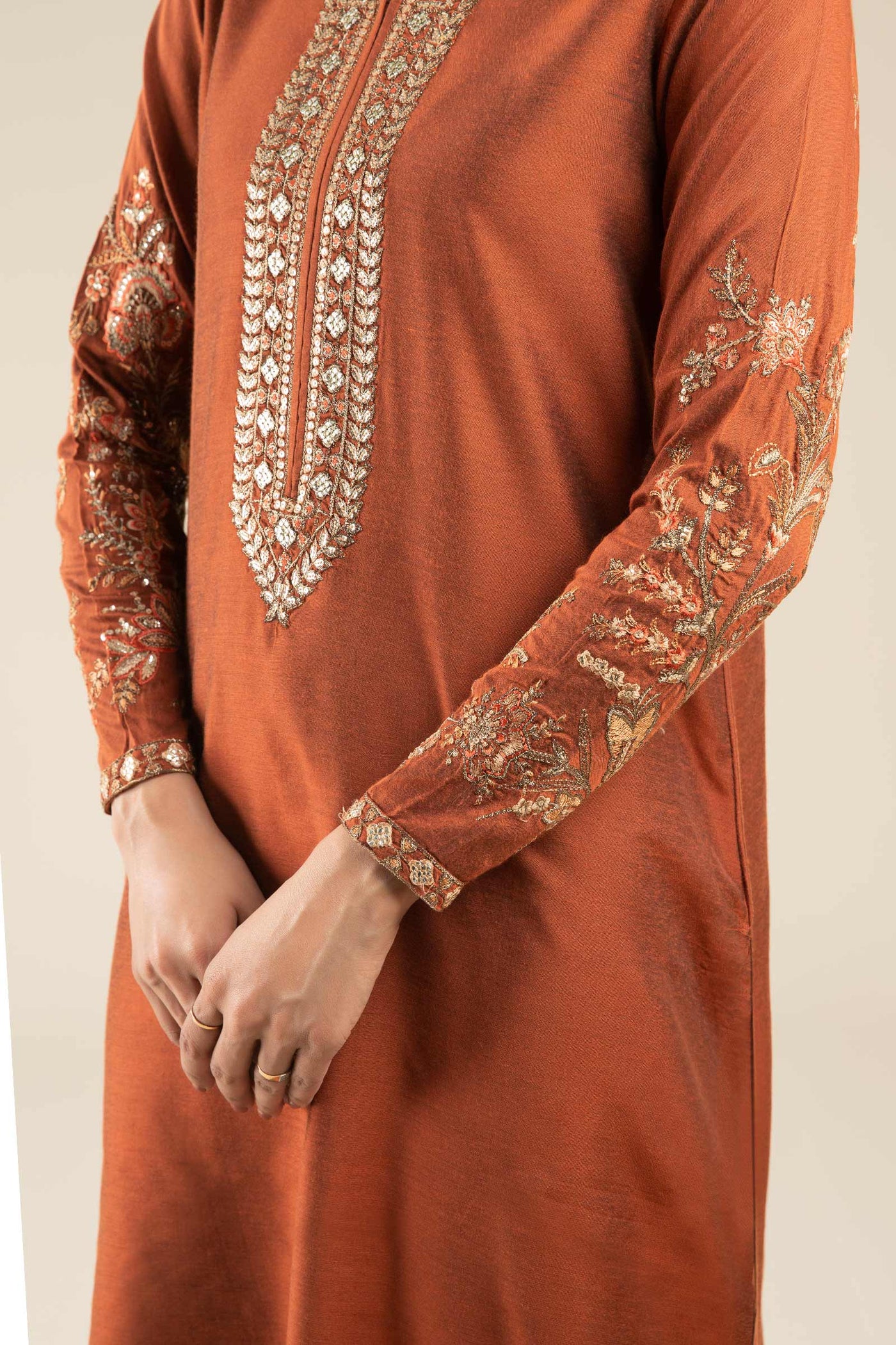 3 Pc Embroidered Two Tone Silk Suit | MB-FS25-19