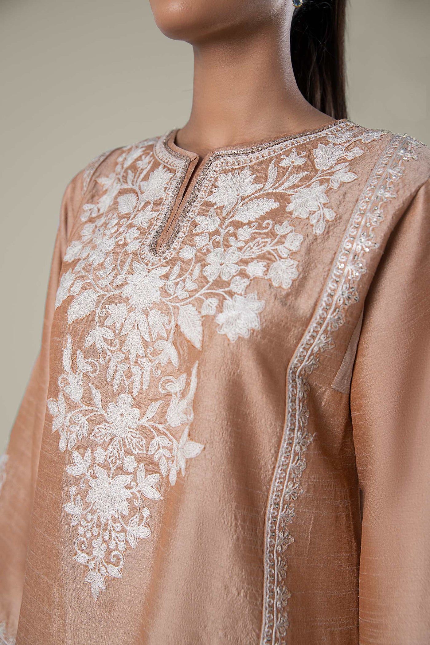 2 Pc Embroidered Tonal Raw Silk Suit | MB-WF24-37