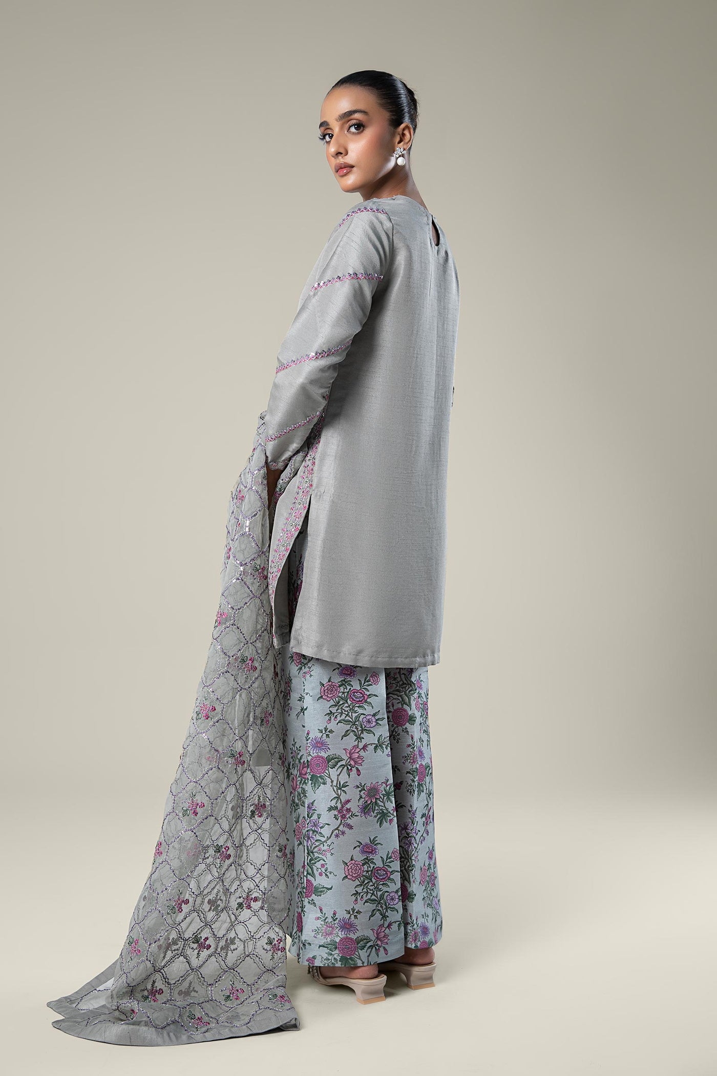 3 Pc Embroidered Raw Silk Suit | MB-WF24-40