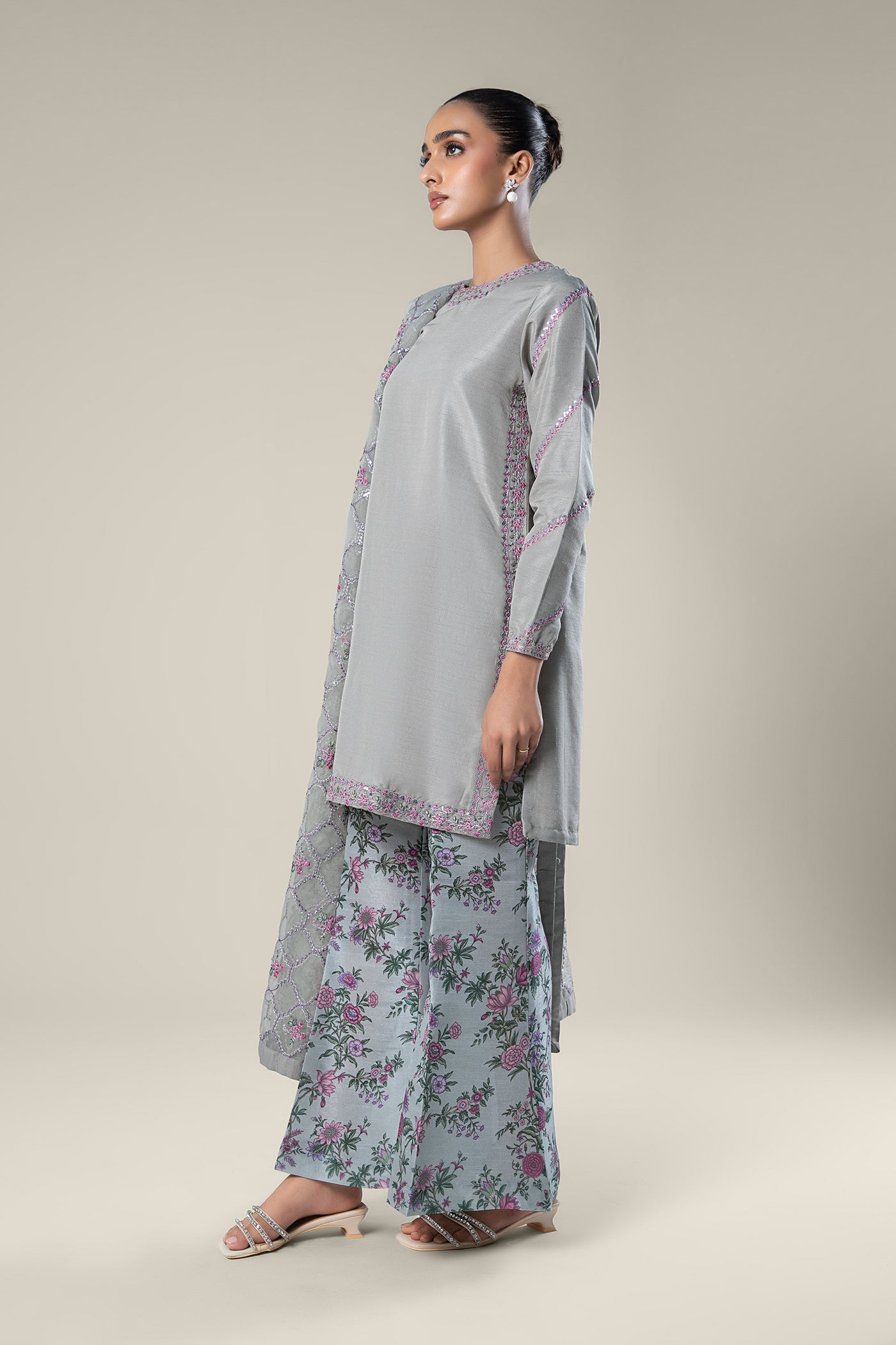 3 Pc Embroidered Raw Silk Suit | MB-WF24-40