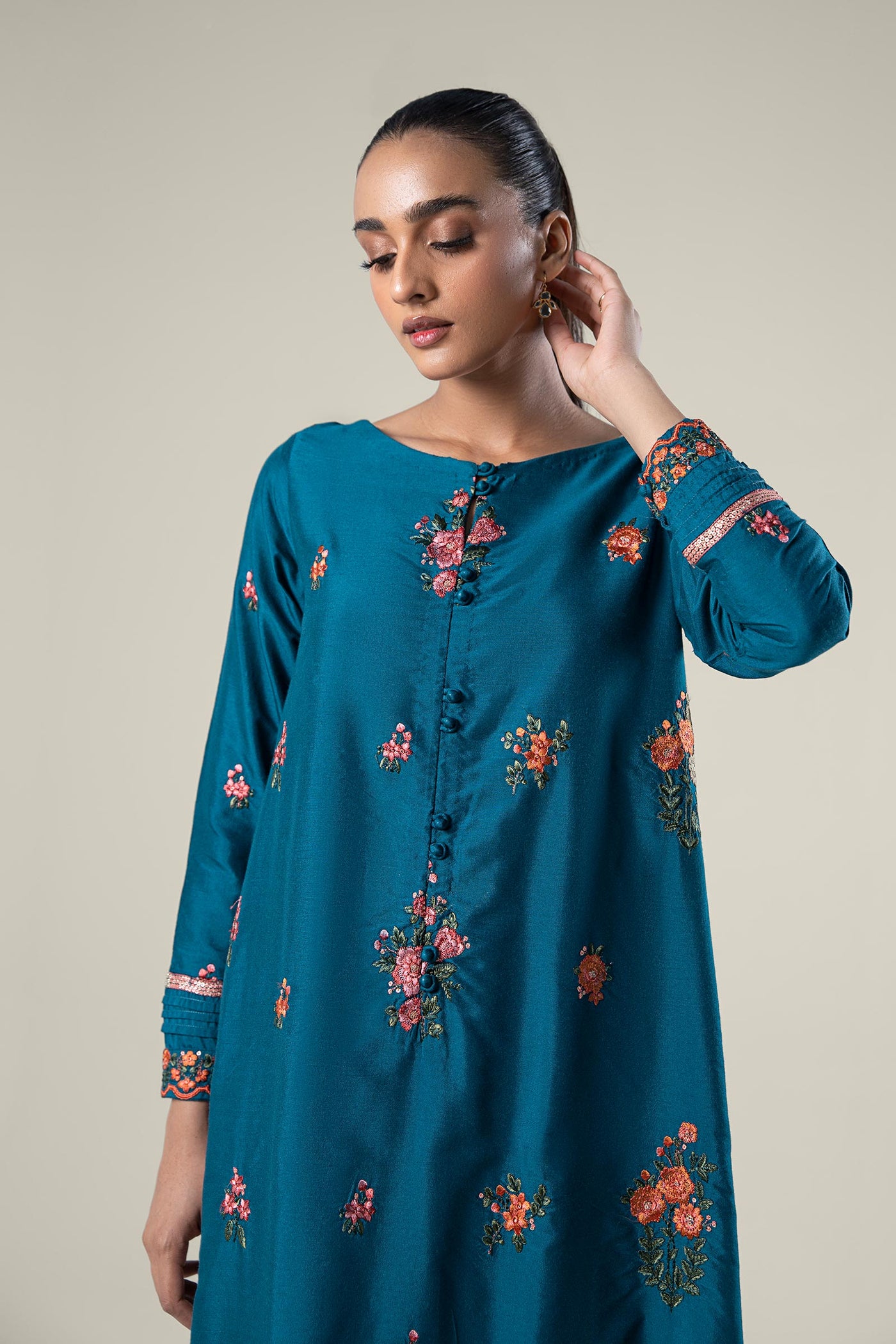 2 Pc Embroidered Khaddi Silk Suit | MB-WF24-13