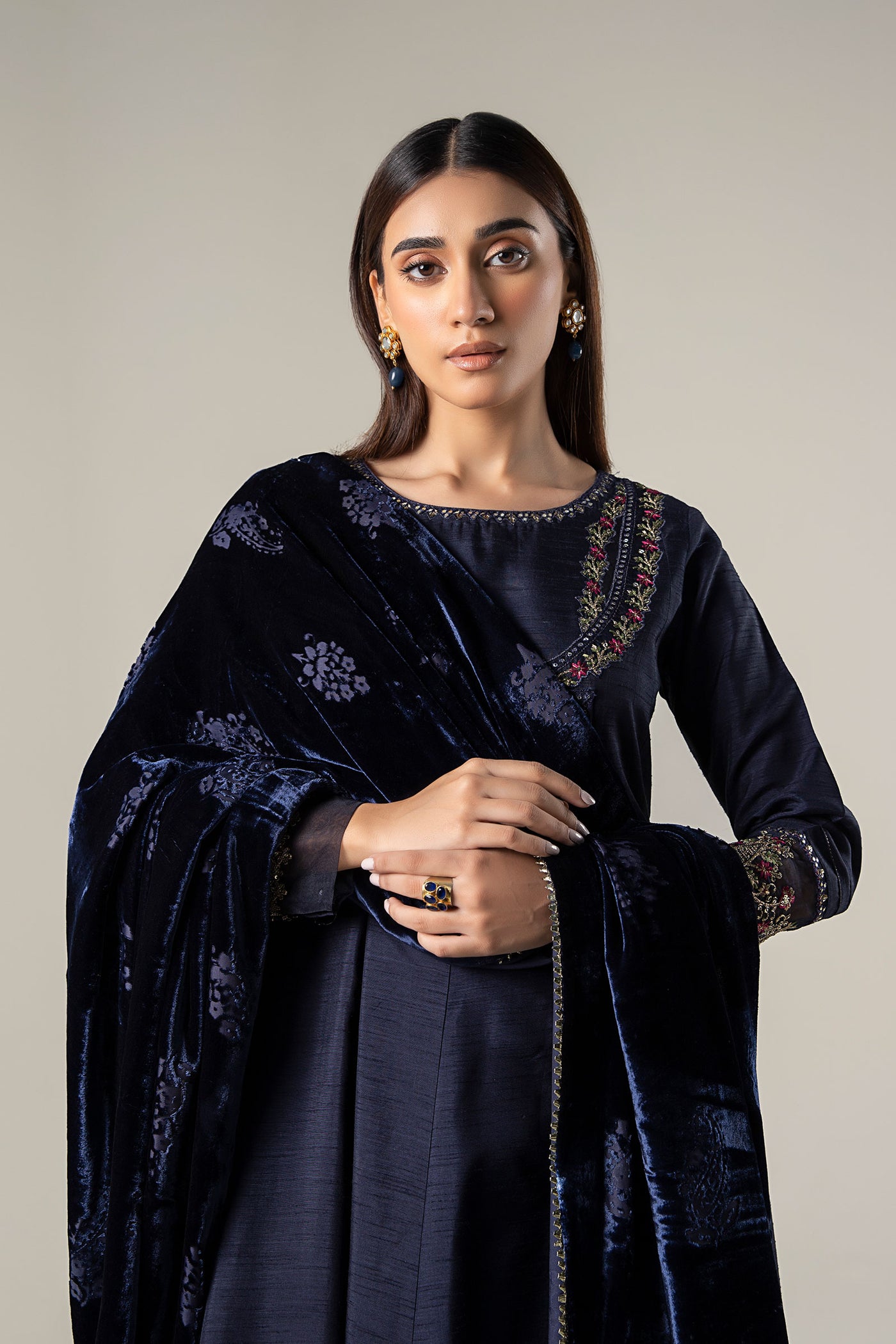 2 Pc Embroidered Raw Silk Suit | MB-WF24-27