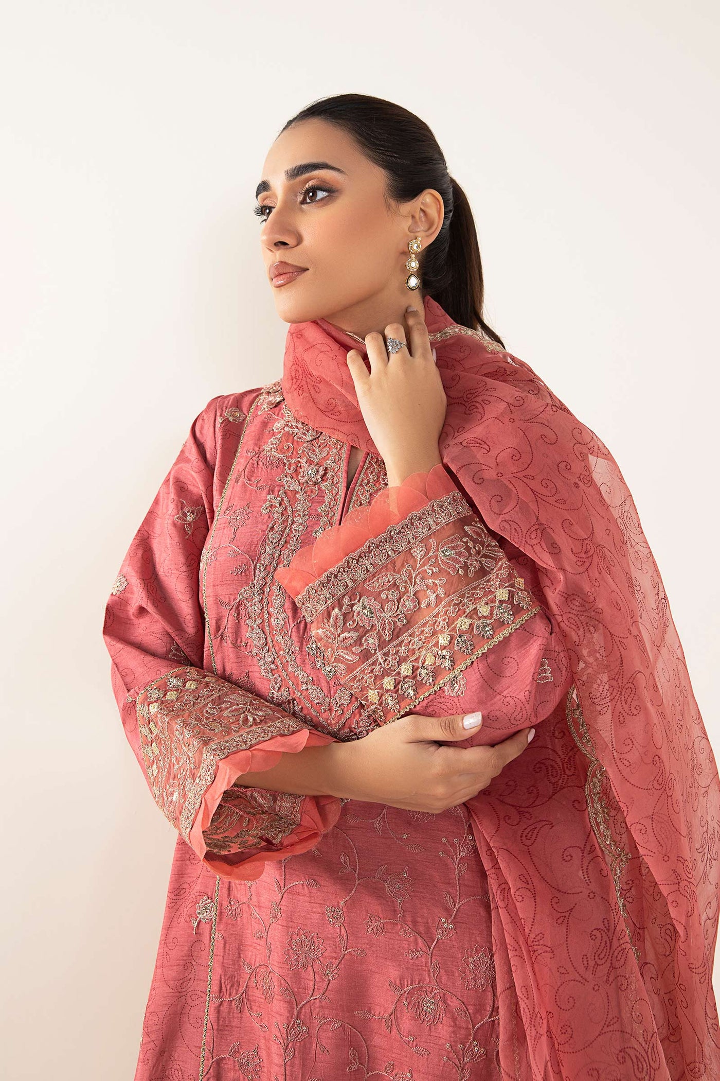 2 Pc Embroidered Raw Silk Suit | MB-WF24-31