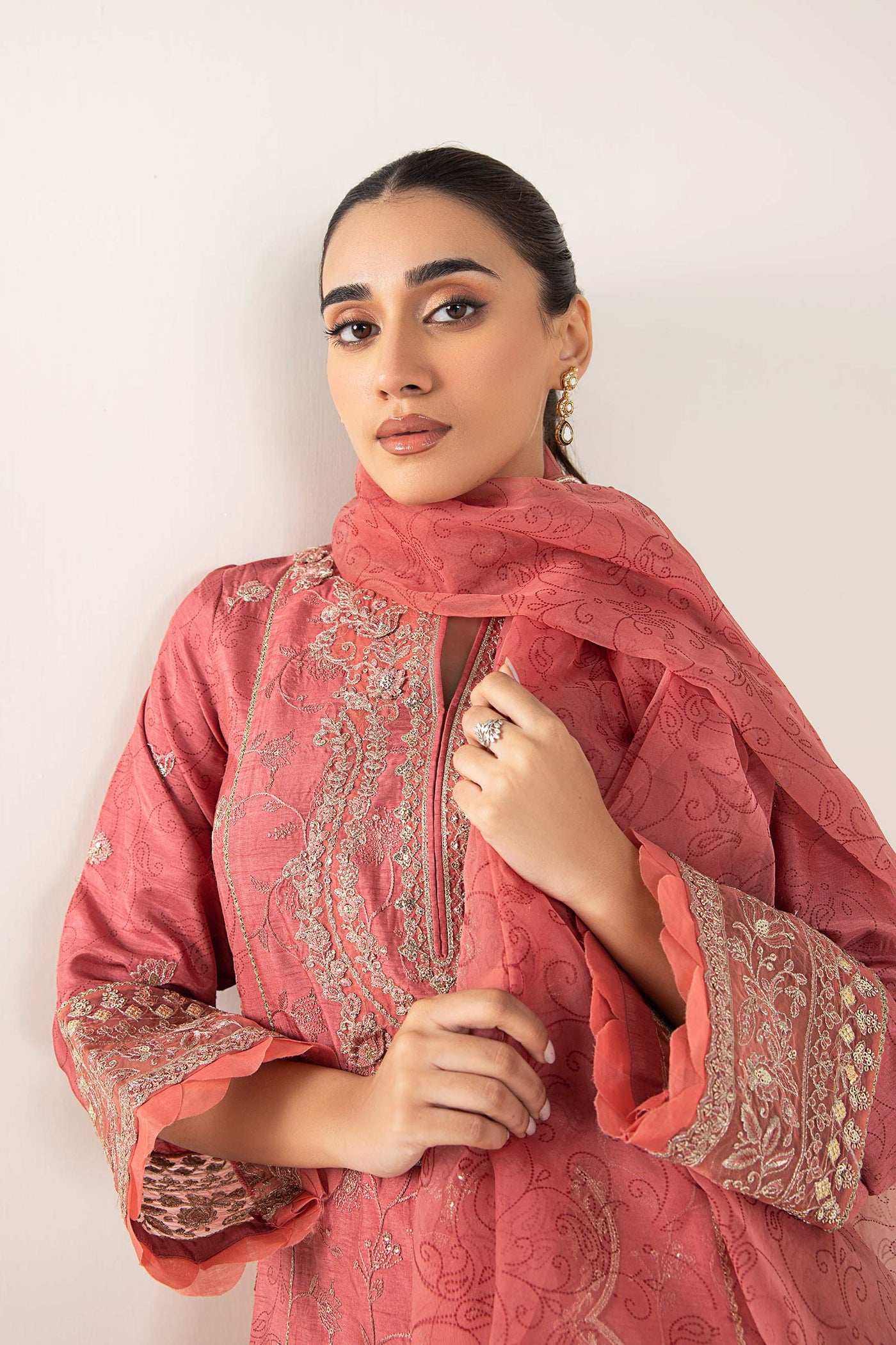 2 Pc Embroidered Raw Silk Suit | MB-WF24-31