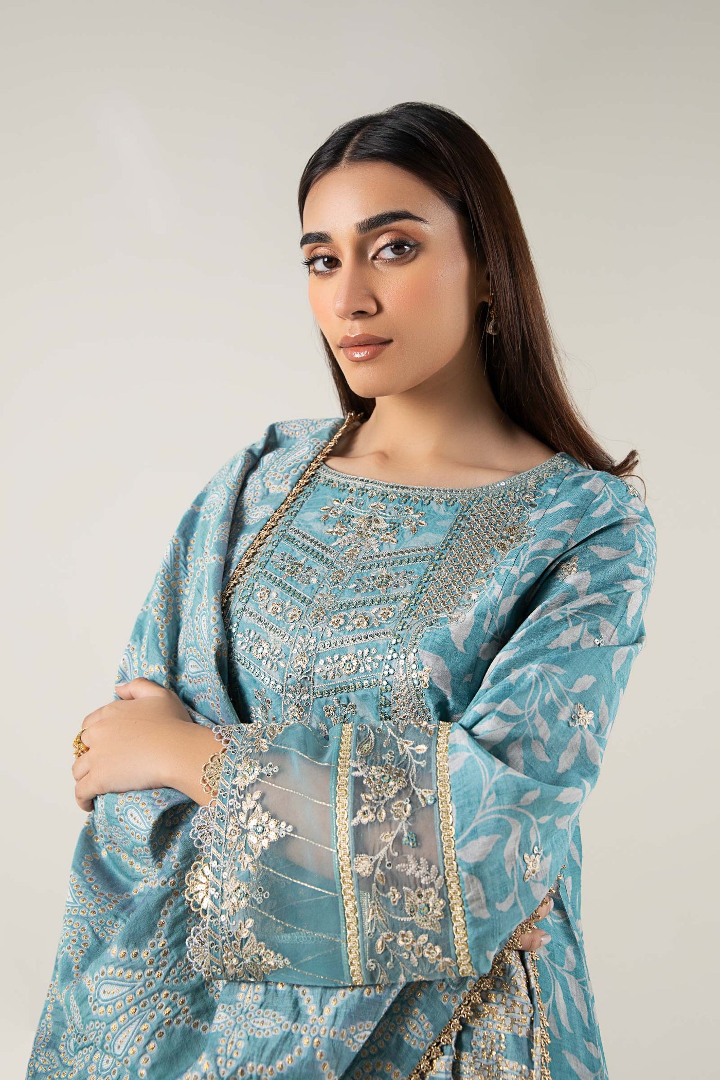 2 Pc Pinted Raw Silk Suit | MB-WF24-34