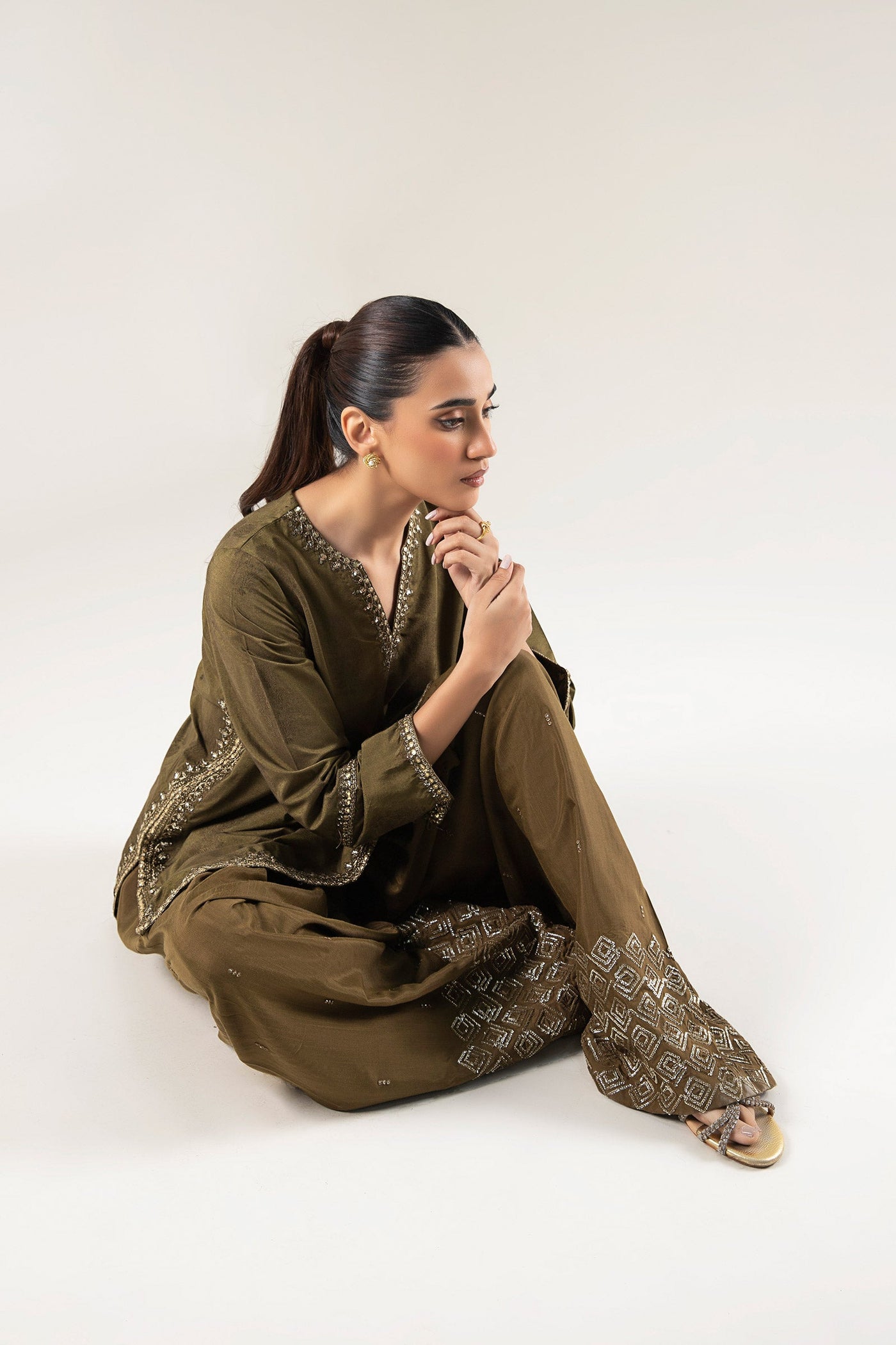 2 Pc Embroidered Jacquard Suit | MB-WF24-38