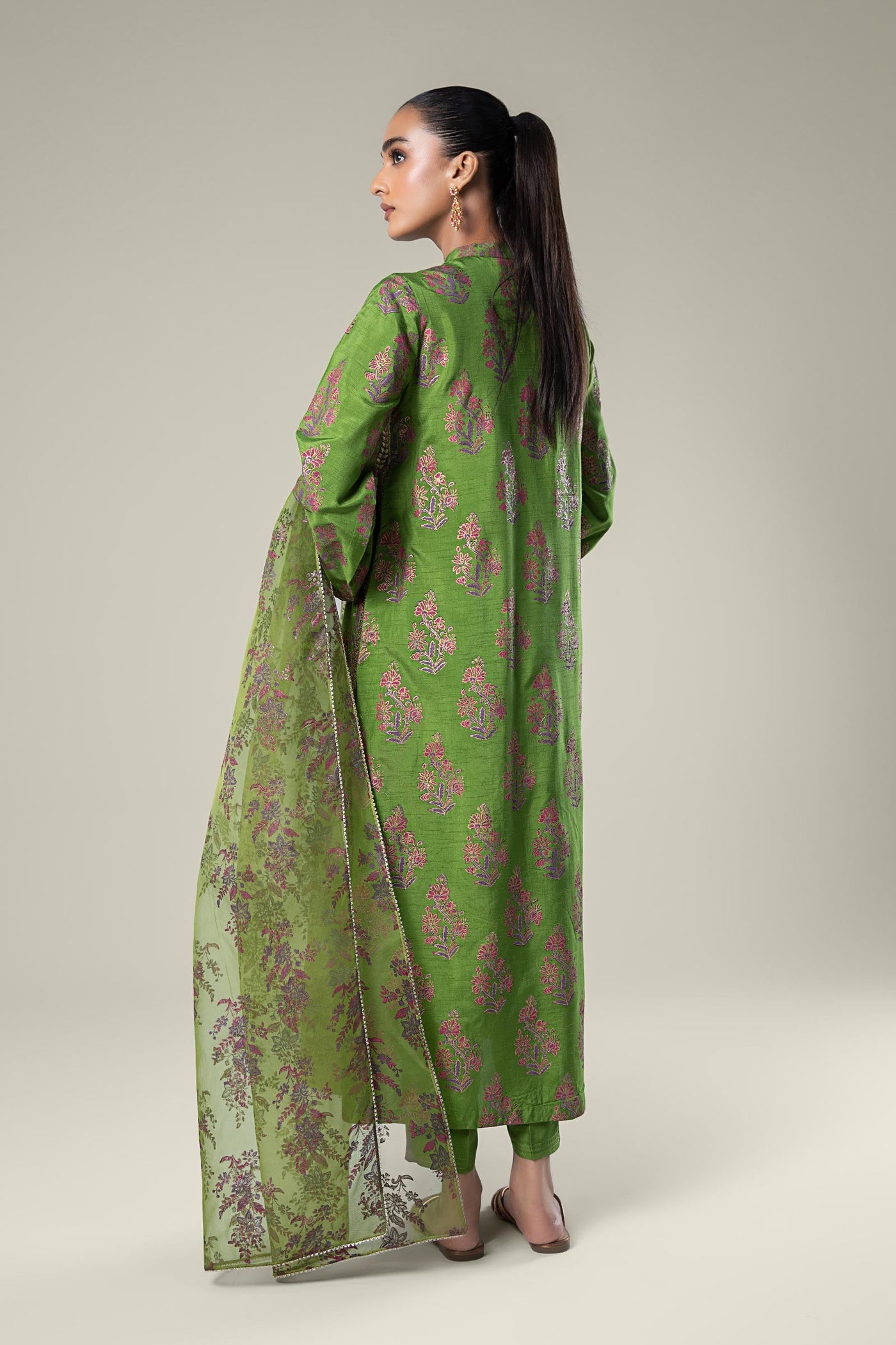 3 Pc Embroidered Raw Silk Suit | MB-WF24-39