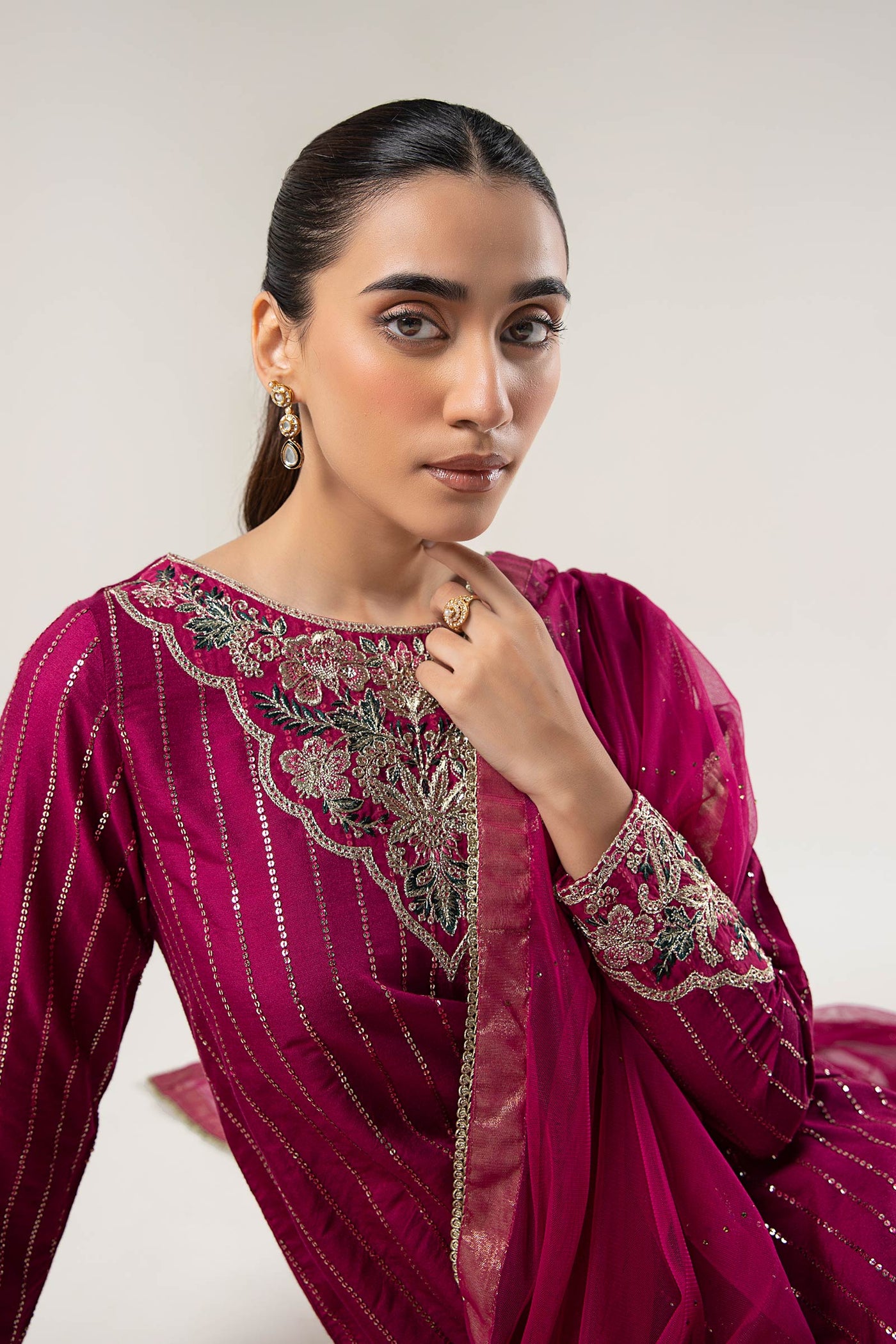 2 Pc Embroidered Khaddi Silk Suit | MB-WF24-44