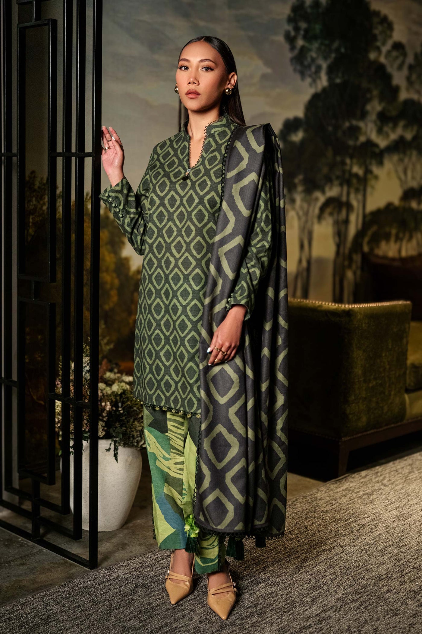 3 Pc Unstitched Printed Khaddar Suit | 506-A