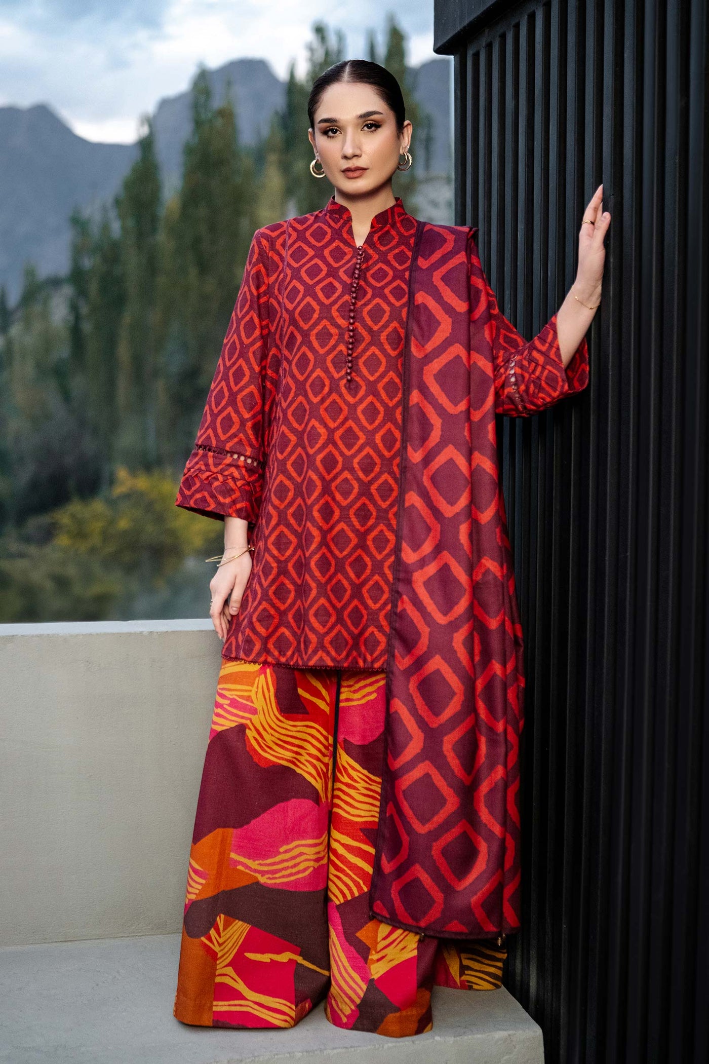 3 Pc Unstitched Printed Khaddar Suit | 506-B