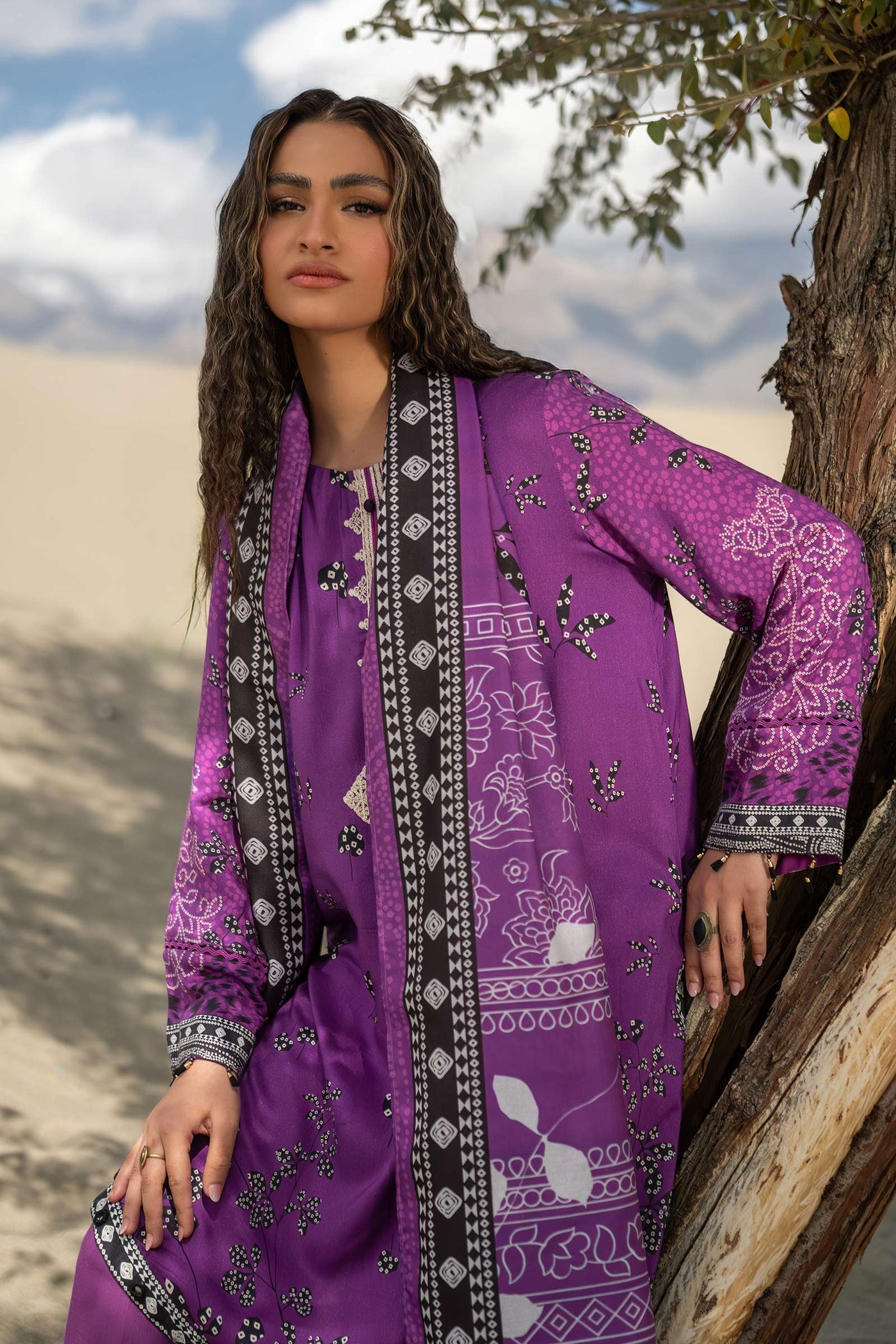 3 Pc Unstitched Printed Linen Suit | 507-B