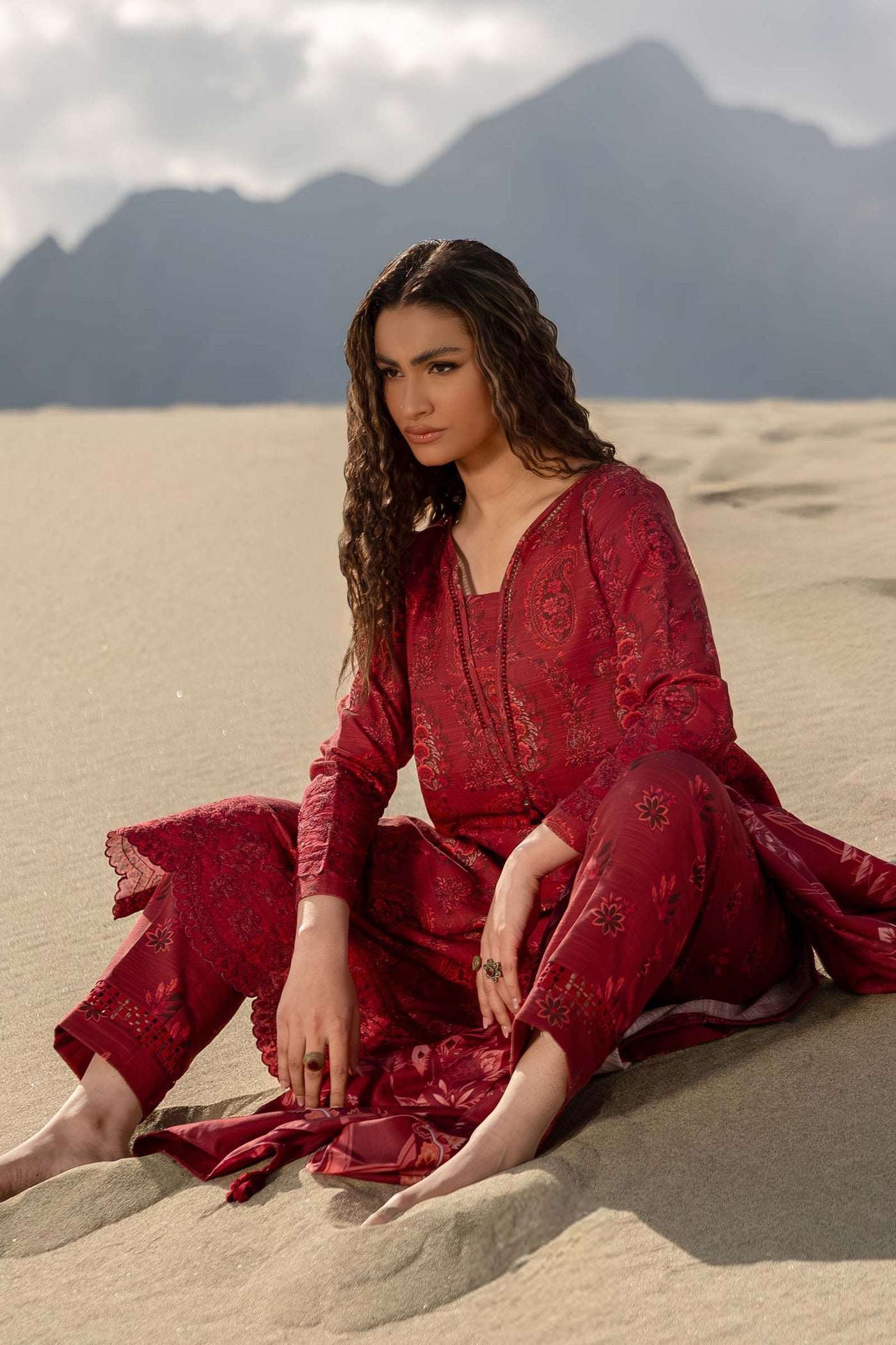 3 Pc Unstitched Printed Khaddar Suit | 508-B