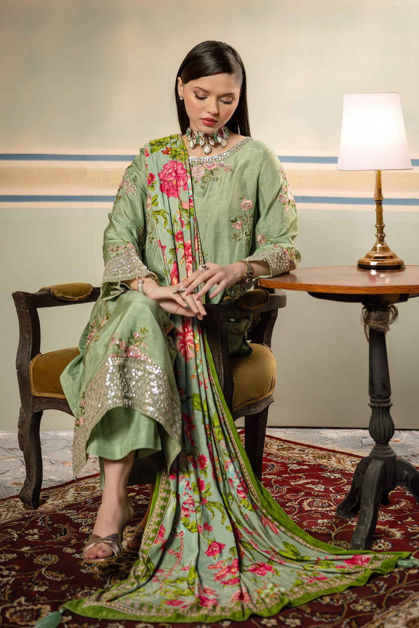 3 Pc Unstitched Dyed  Raw Silk Suit | MB-USW24-603