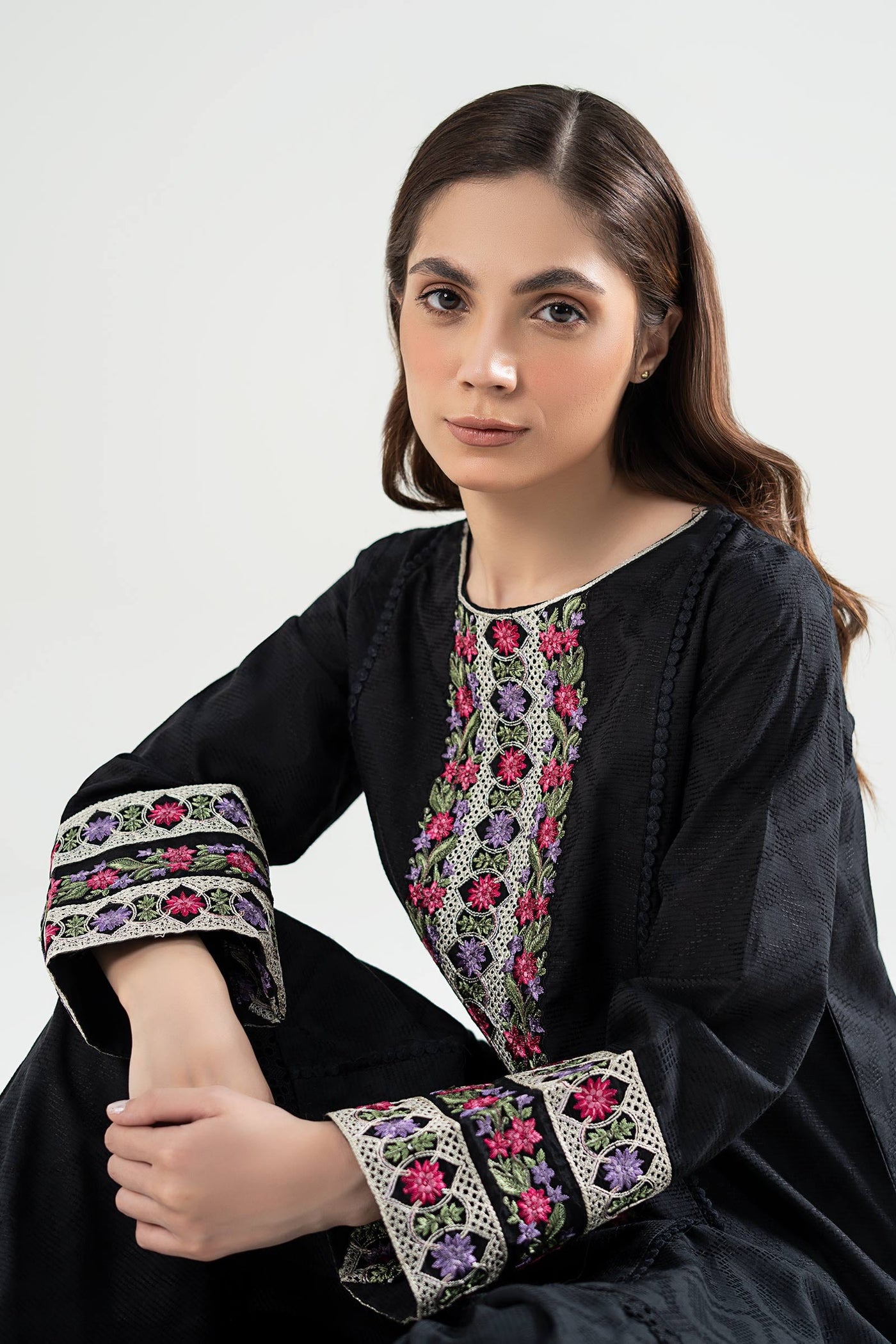 2 Pc Embroidered Textured Suit | MB-WS24-136