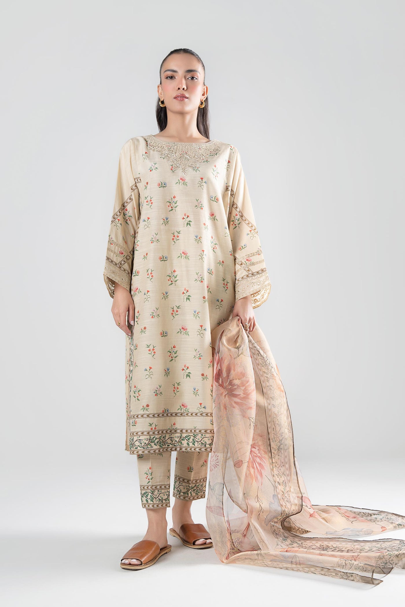 3 Pc Printed Slub Suit | MB-WS24-141