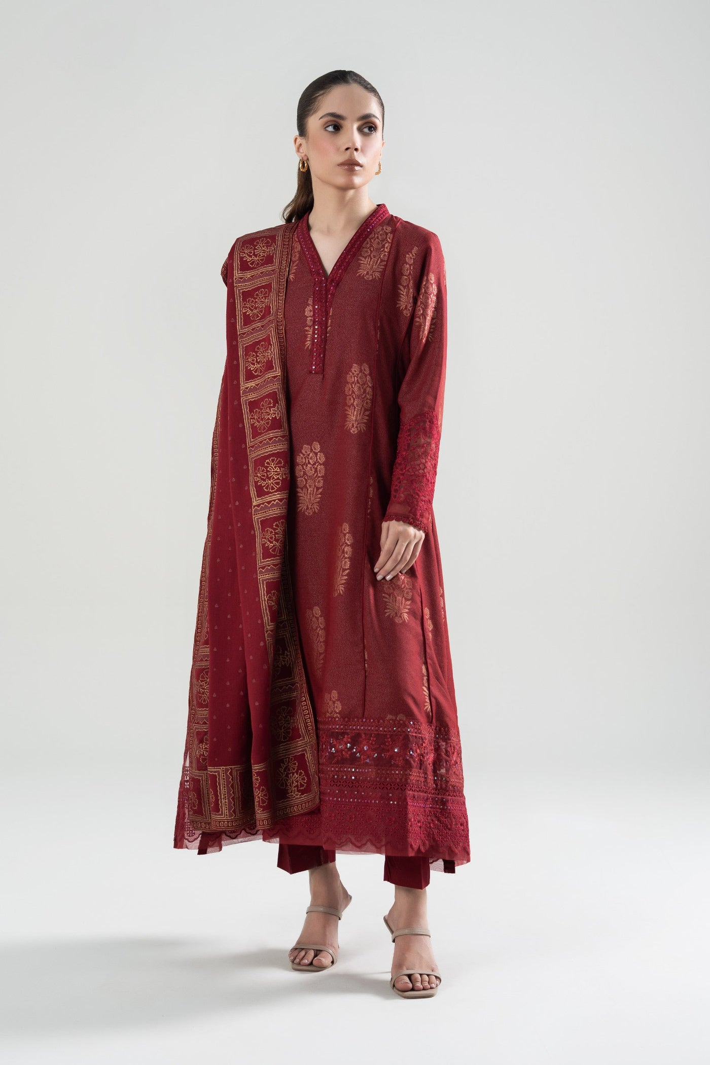 3 Pc Embroidered Jacquard Suit | MB-WS24-159