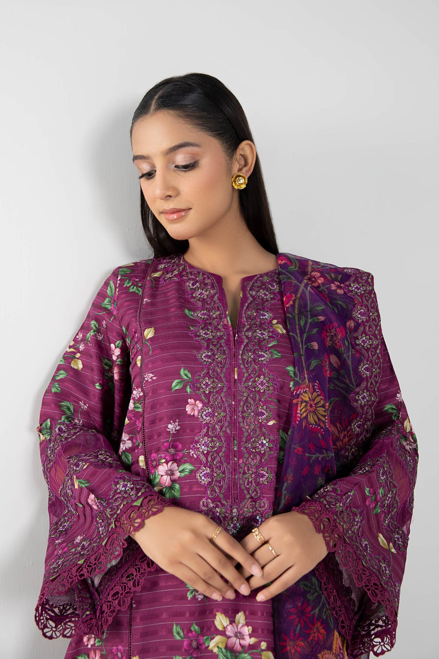 3 Pc Printed Textured Suit | MB-WS24-161