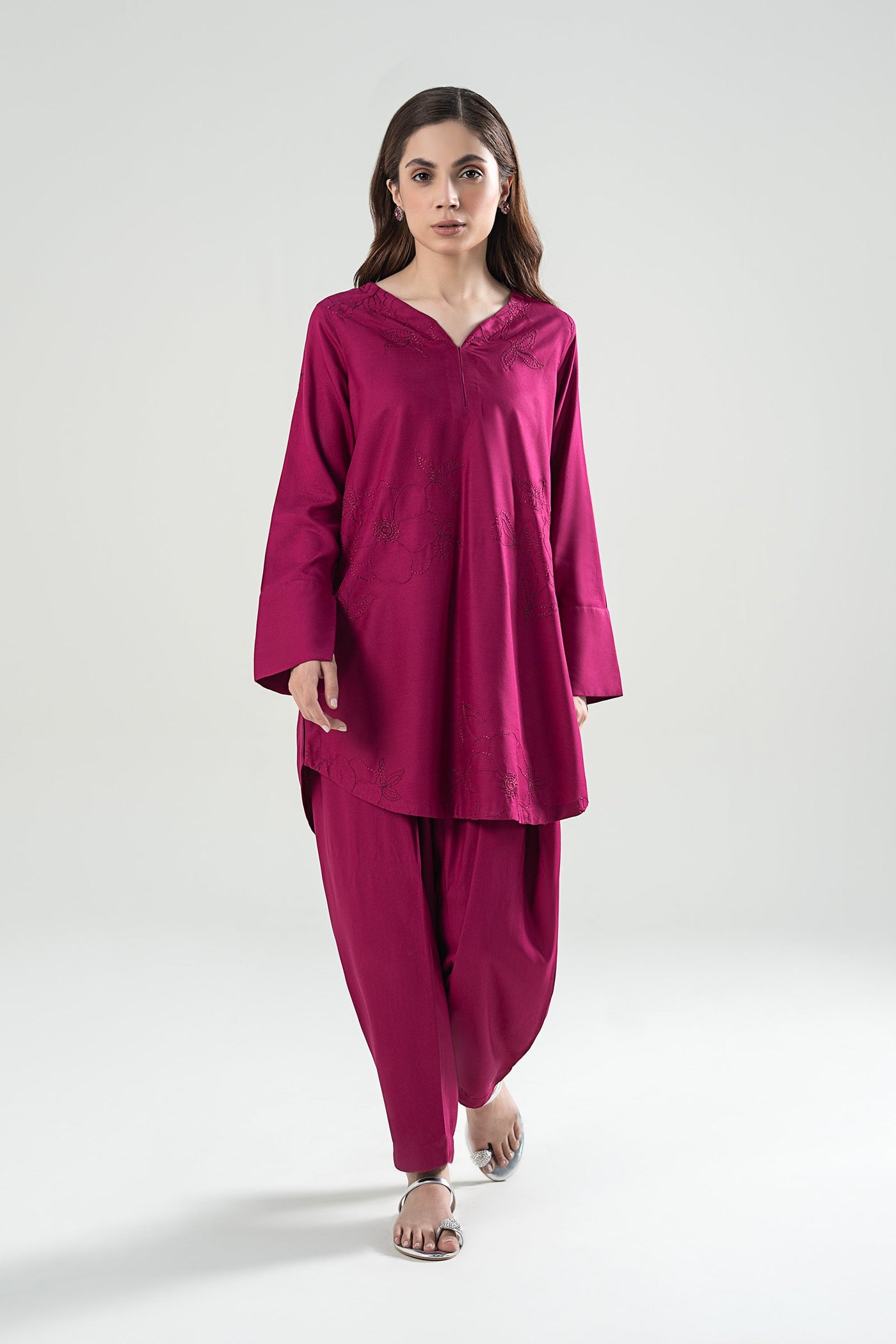 2 Pc Embroidered Linen Suit | MB-WS24-190