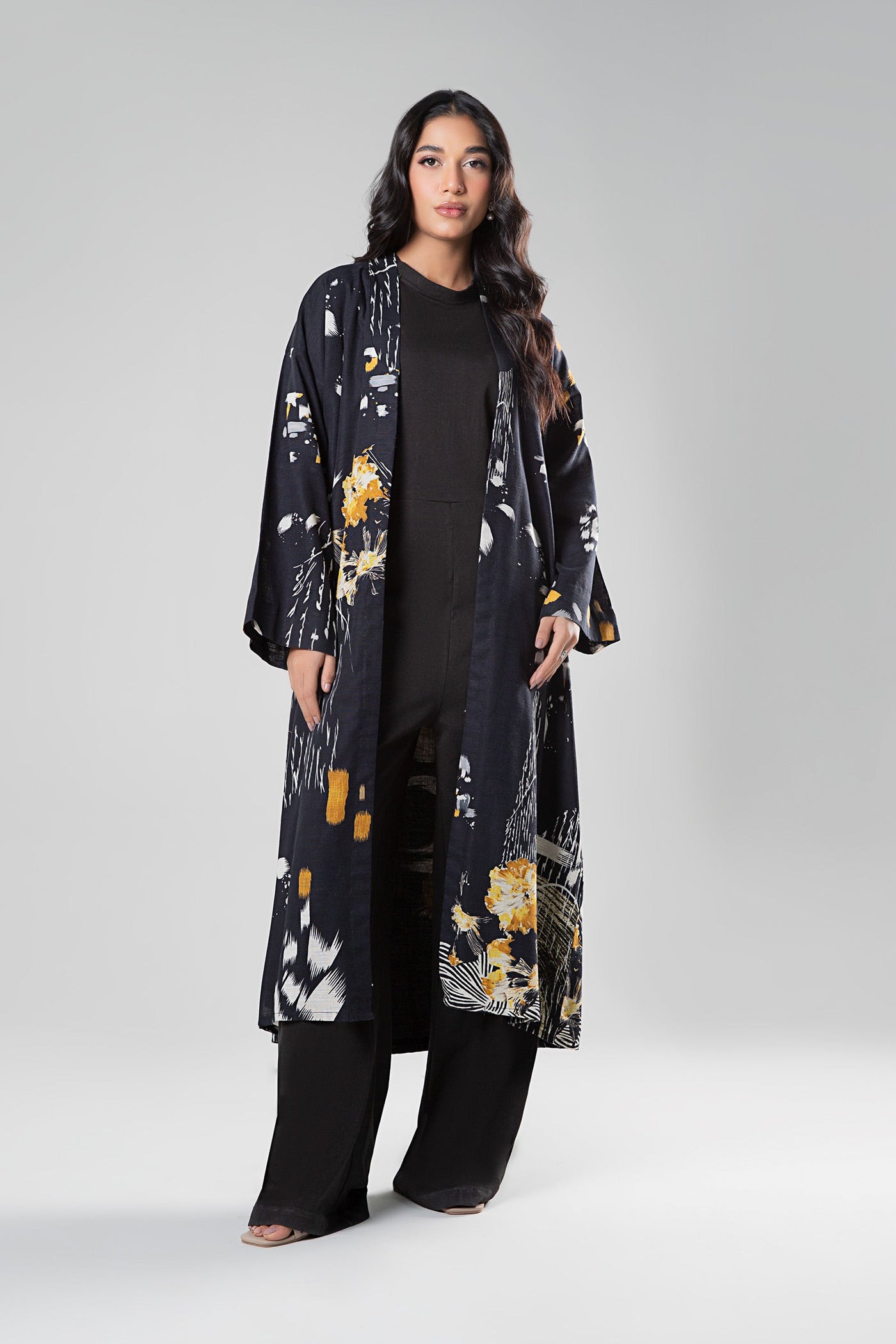 Printed Khaddar Kimono Jacket | MB-WS24-27