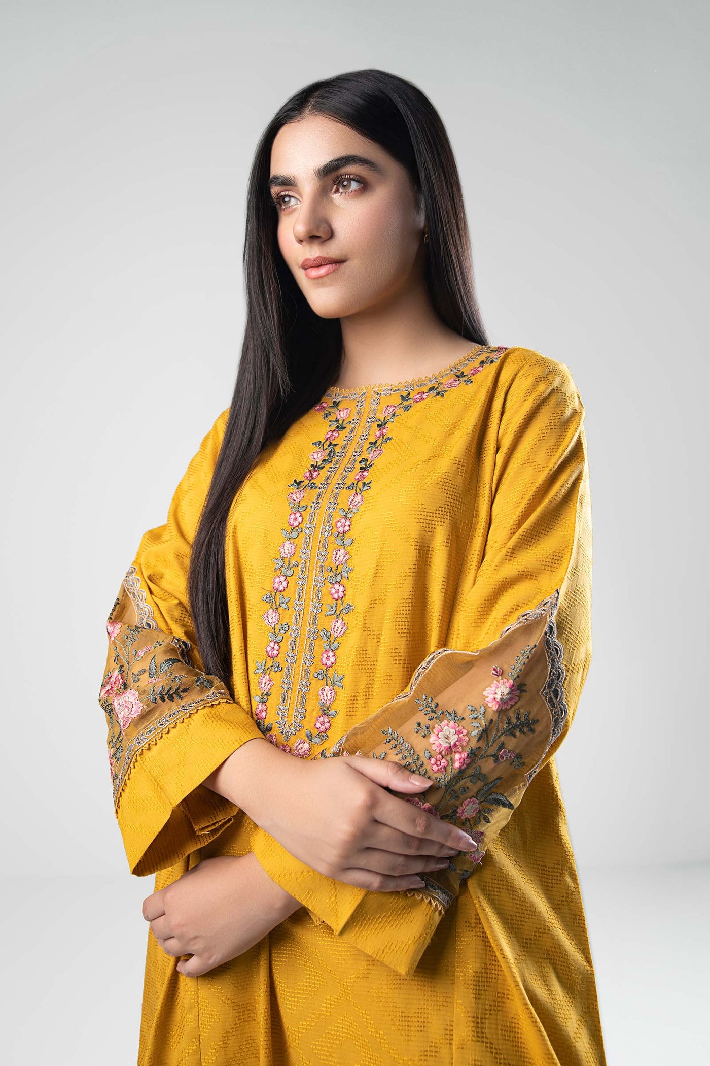 Embroidered Textured Shirt | MB-WS24-30