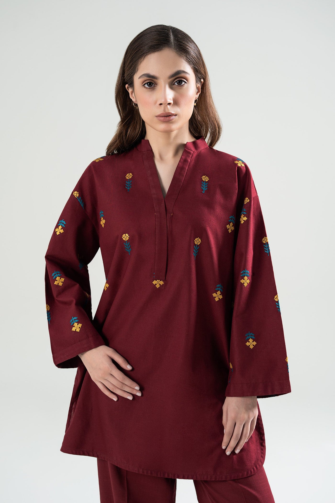 Embroidered Khaddar Shirt | MB-WS24-55