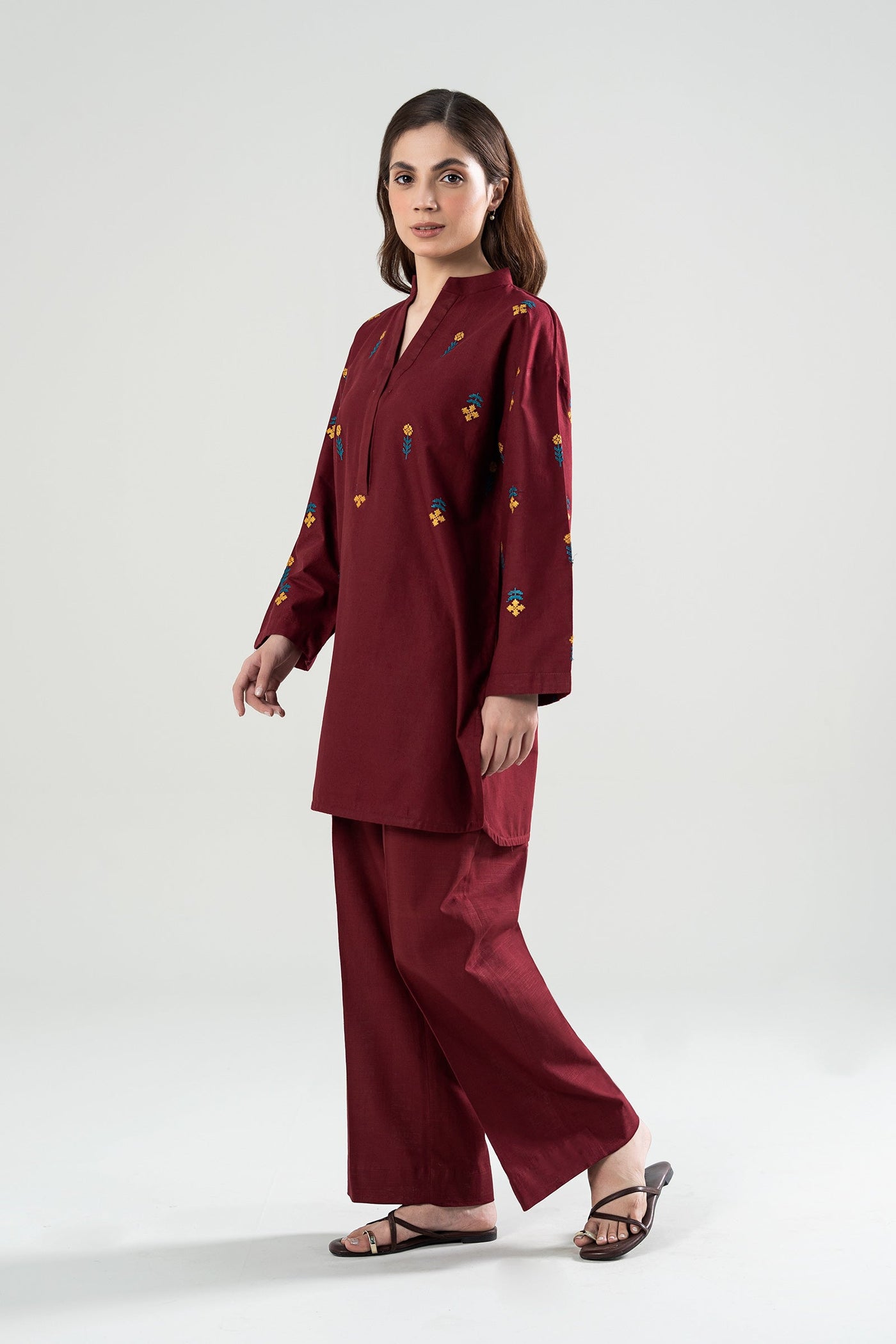 Embroidered Khaddar Shirt | MB-WS24-55