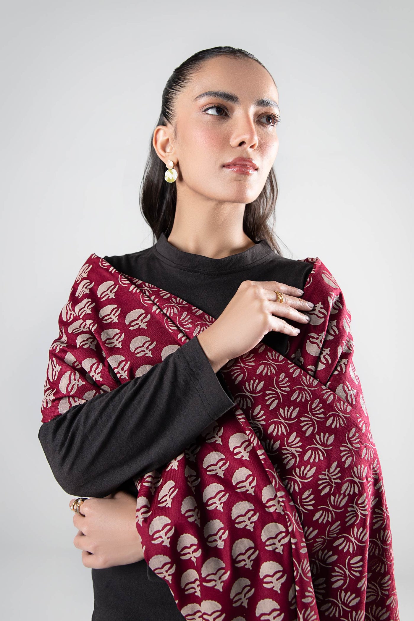 Printed Herringbone Shawl | MB-WS24-87