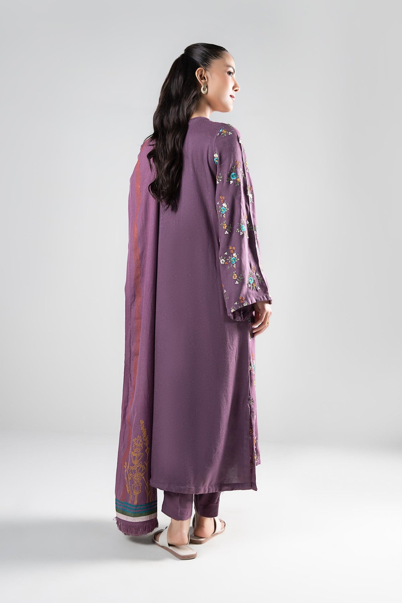 3 Pc Embroidered Wool Suit | MB-WS24-90