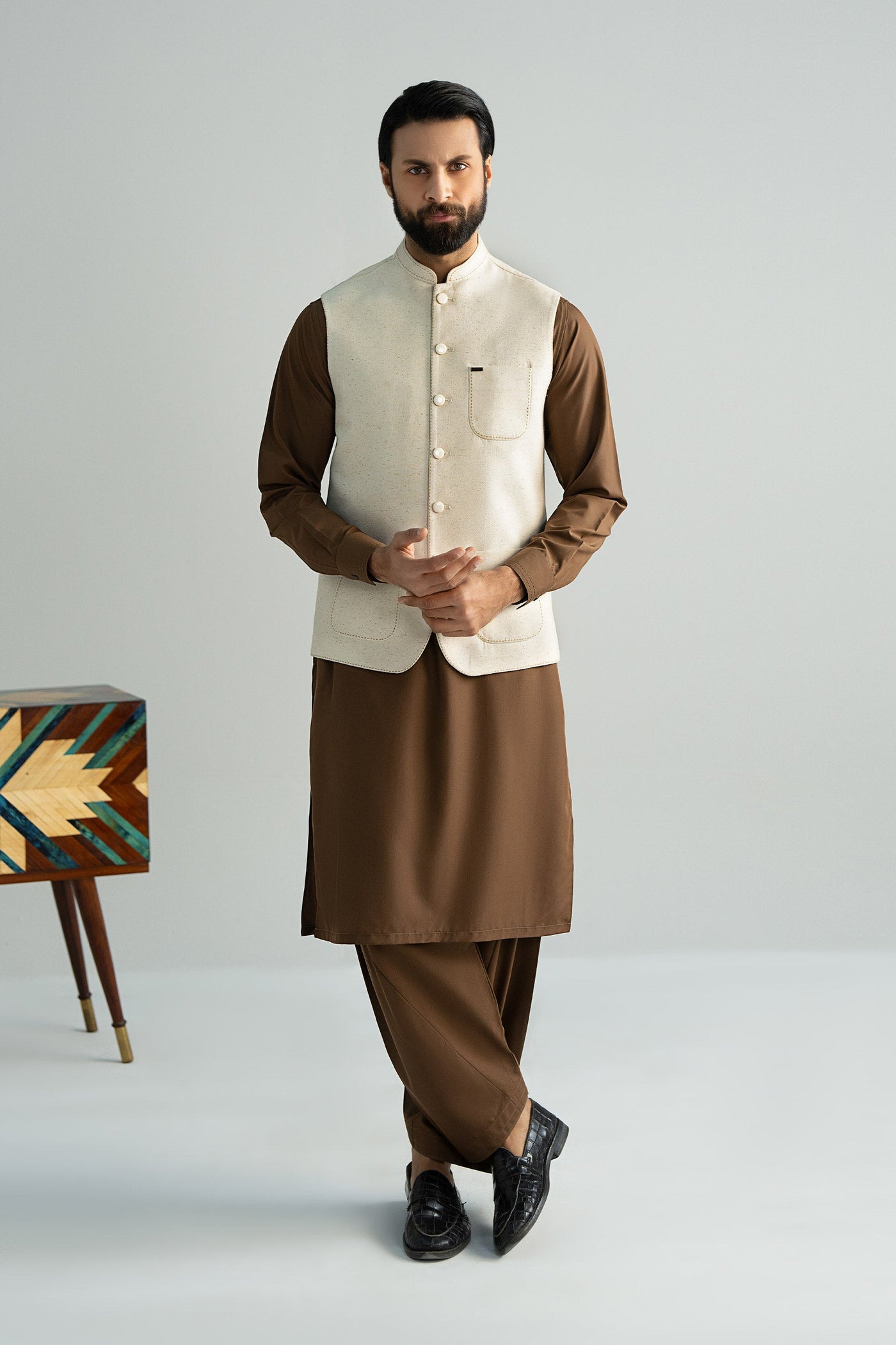 Natural Karandi Waistcoat | MBM-WC25-04