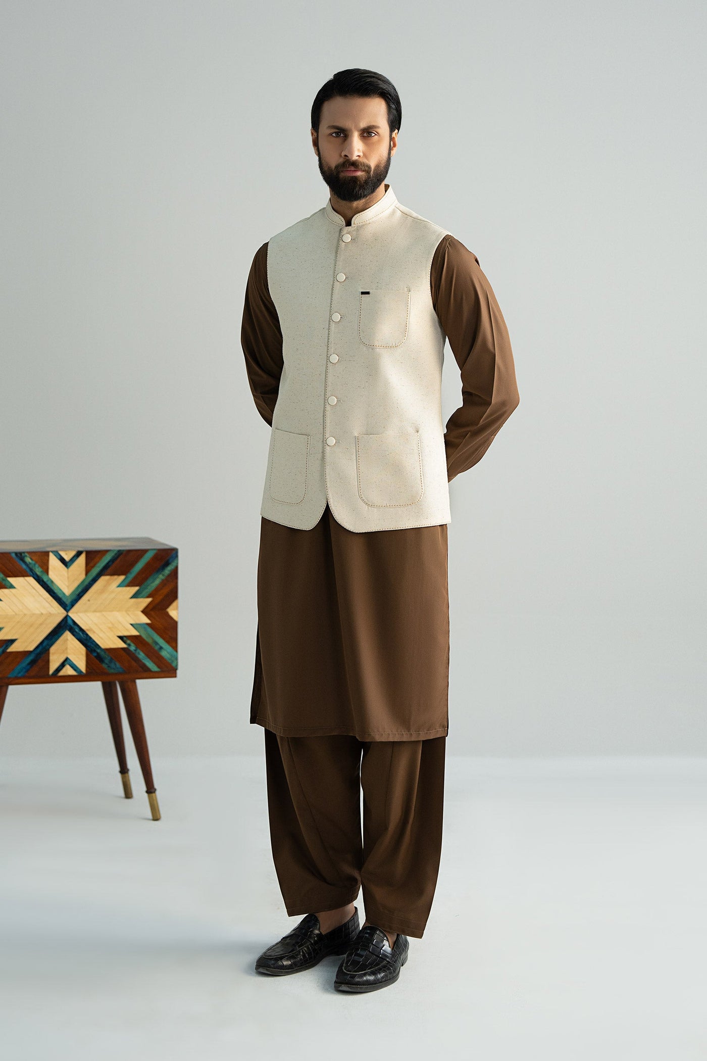 Natural Karandi Waistcoat | MBM-WC25-04