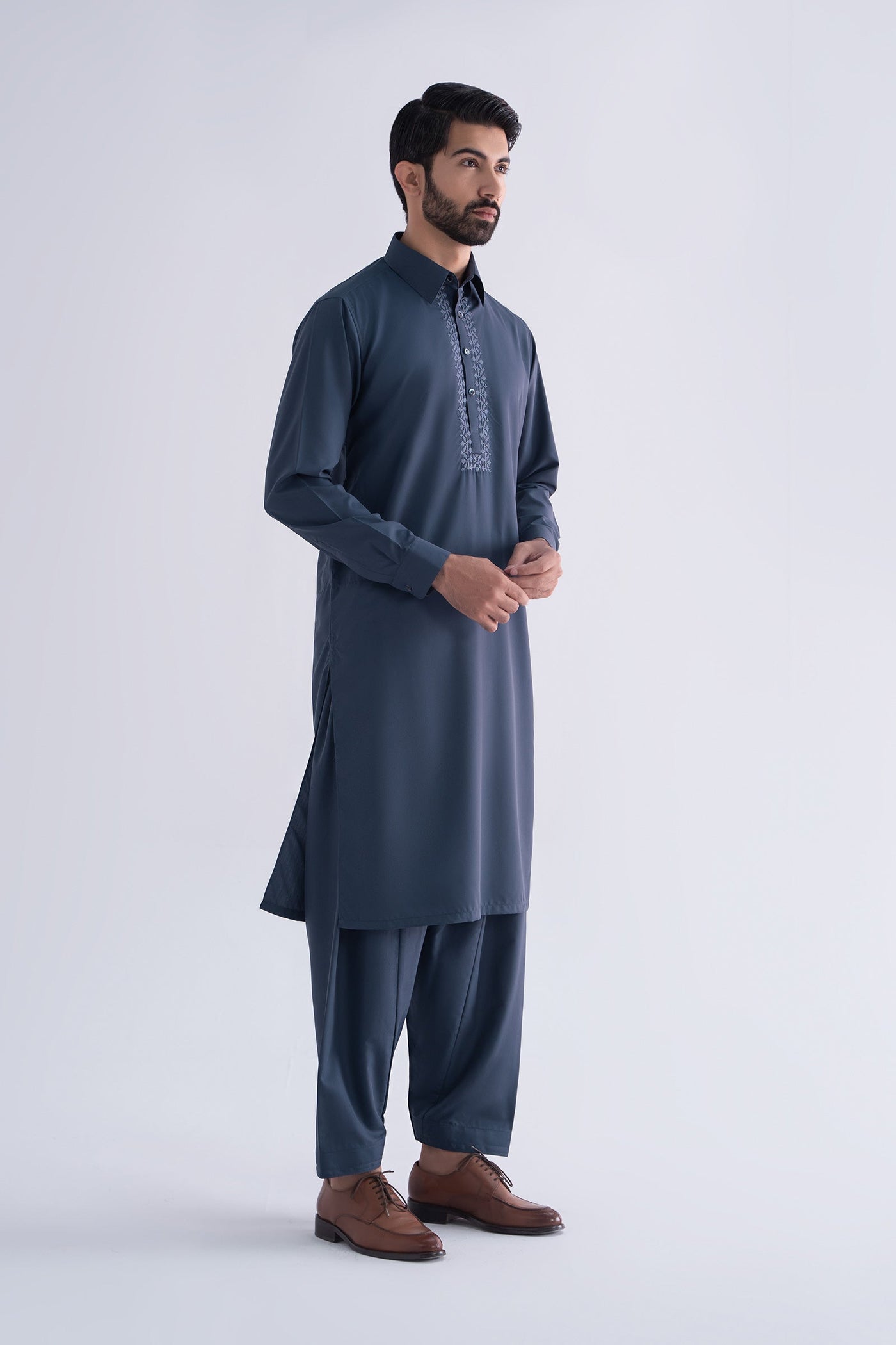 2 Piece Embroidered Blended Suit | MBMS-2P25-06
