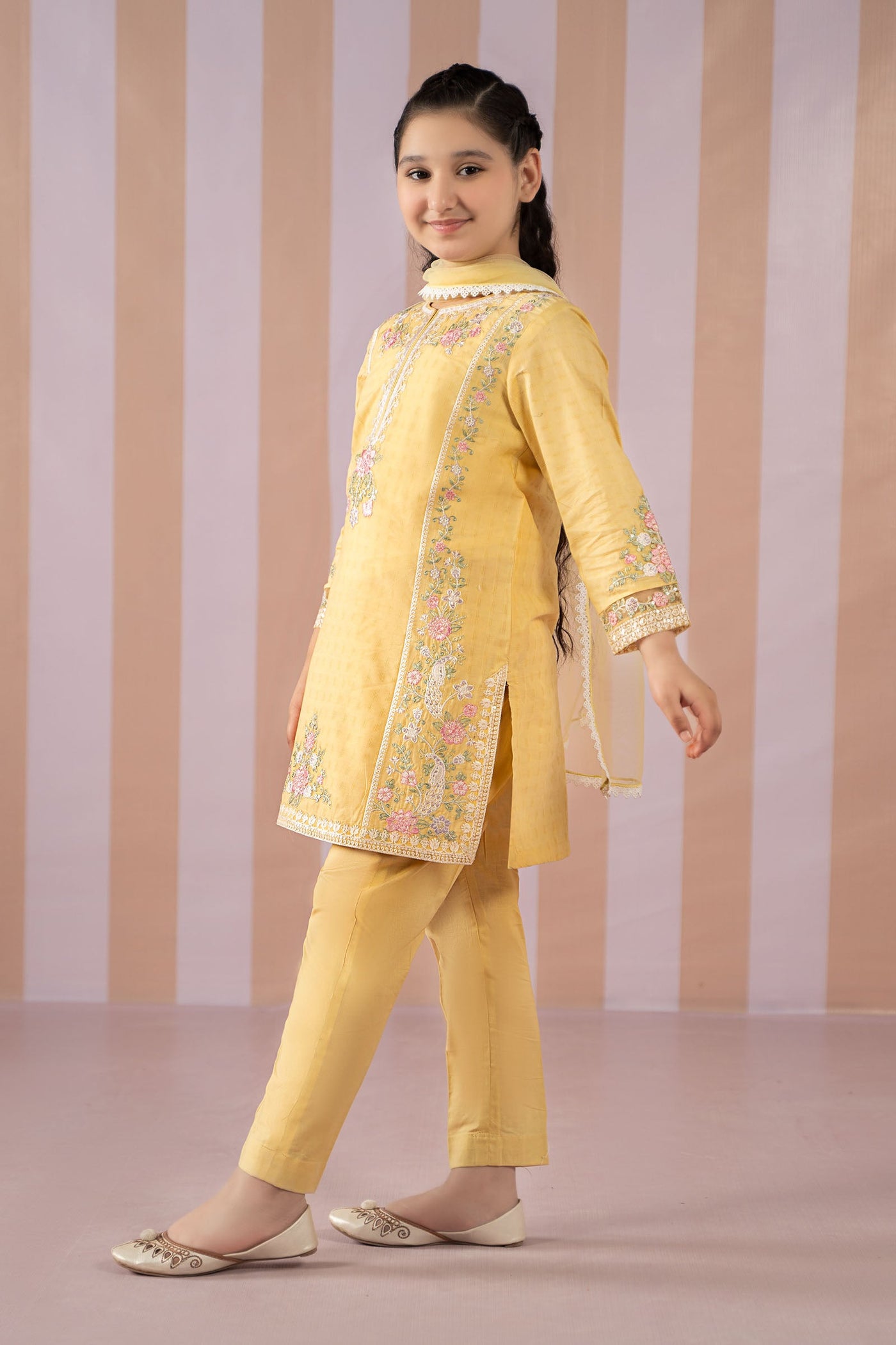 3 Piece Embroidered Dobby Lawn Suit | MKD-EF25-50