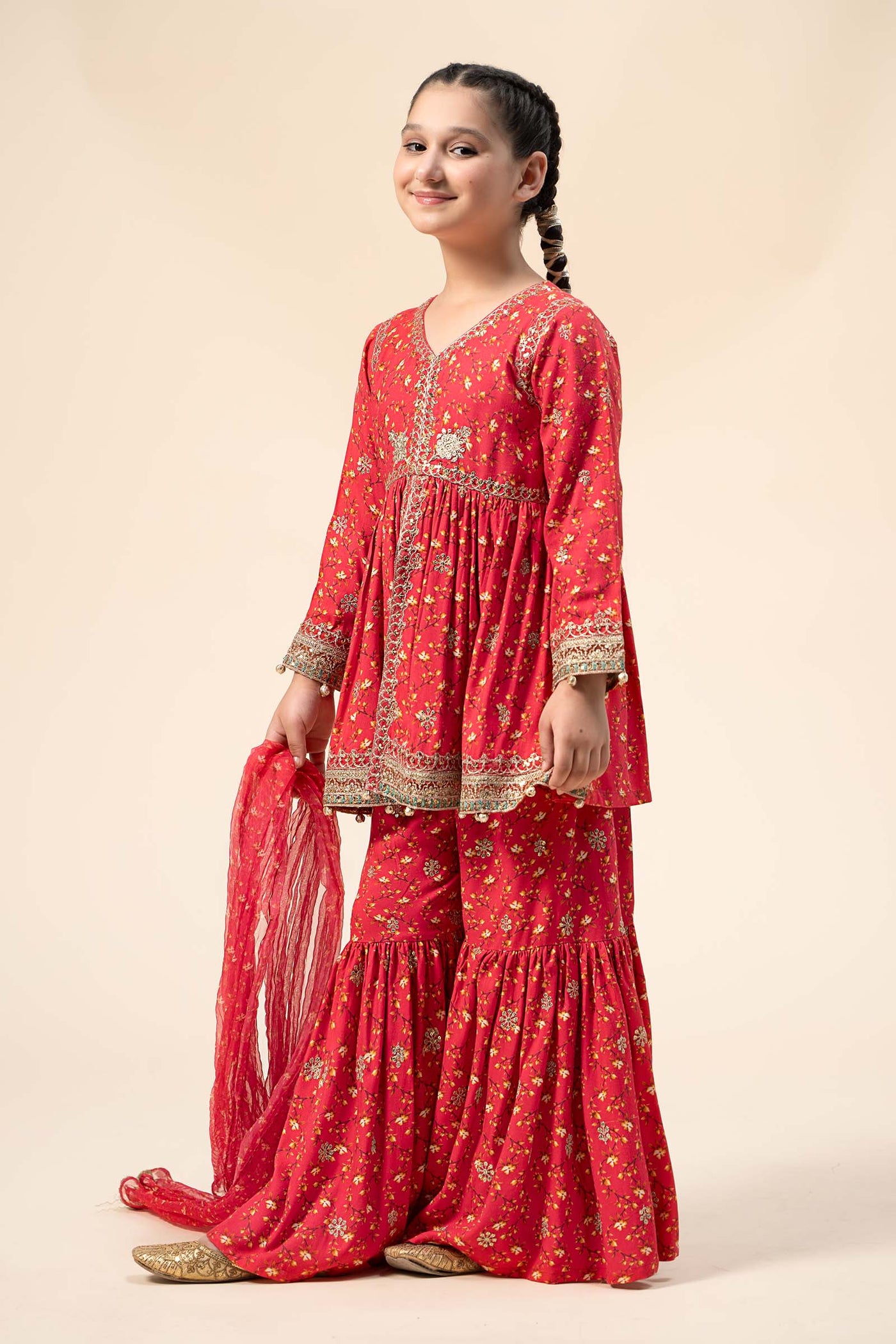 3 Piece Embroidered Marina Twill Suit | MKD-W24-12