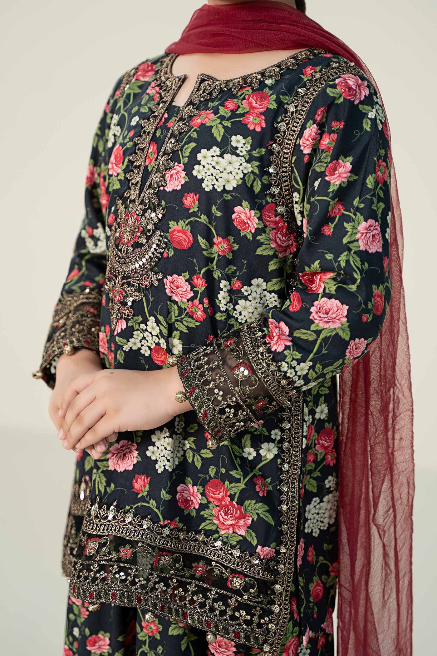 3 Piece Printed Linen Suit | MKD-W24-19