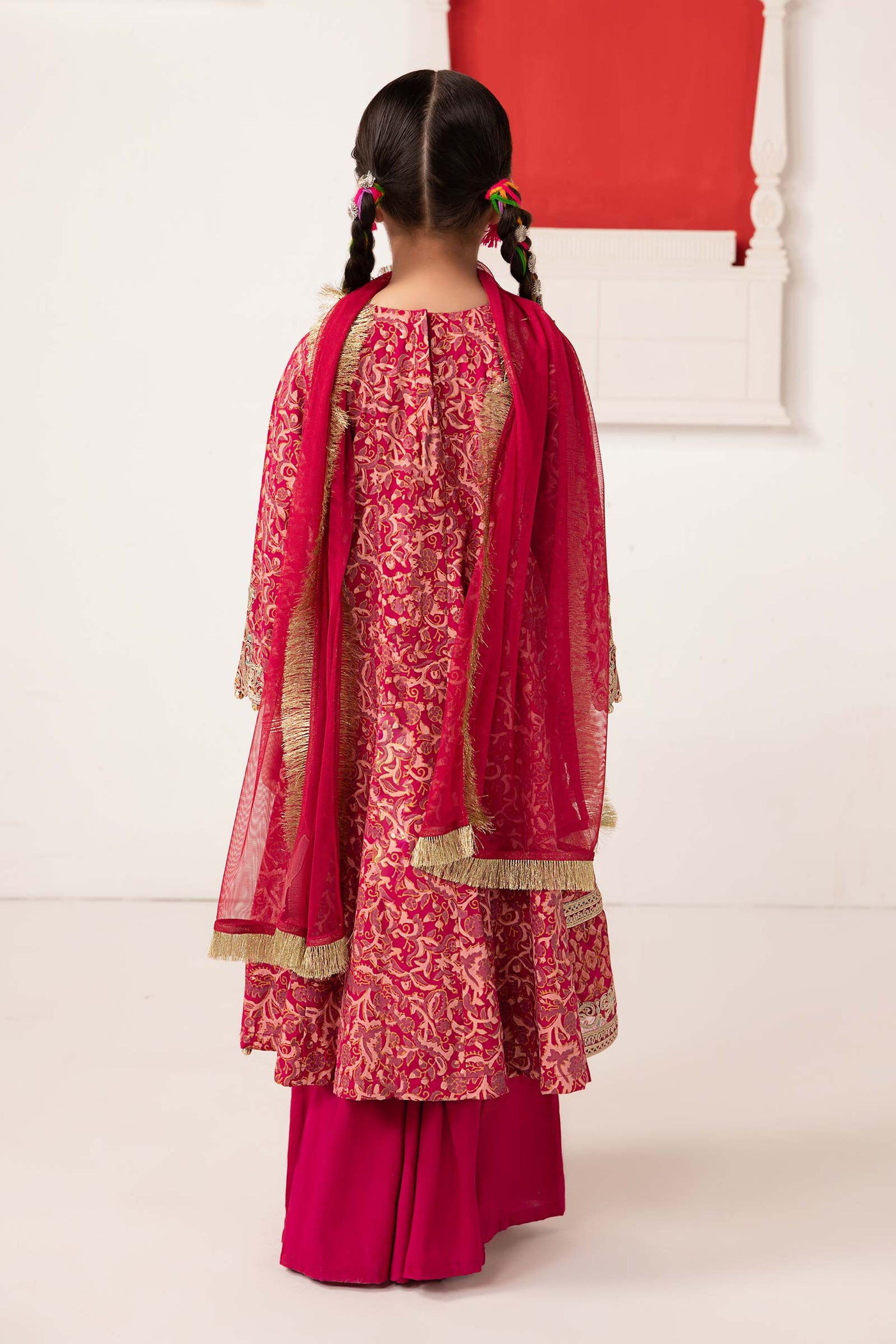 3 Piece Printed Raw Silk Suit | MKS-EA24-05